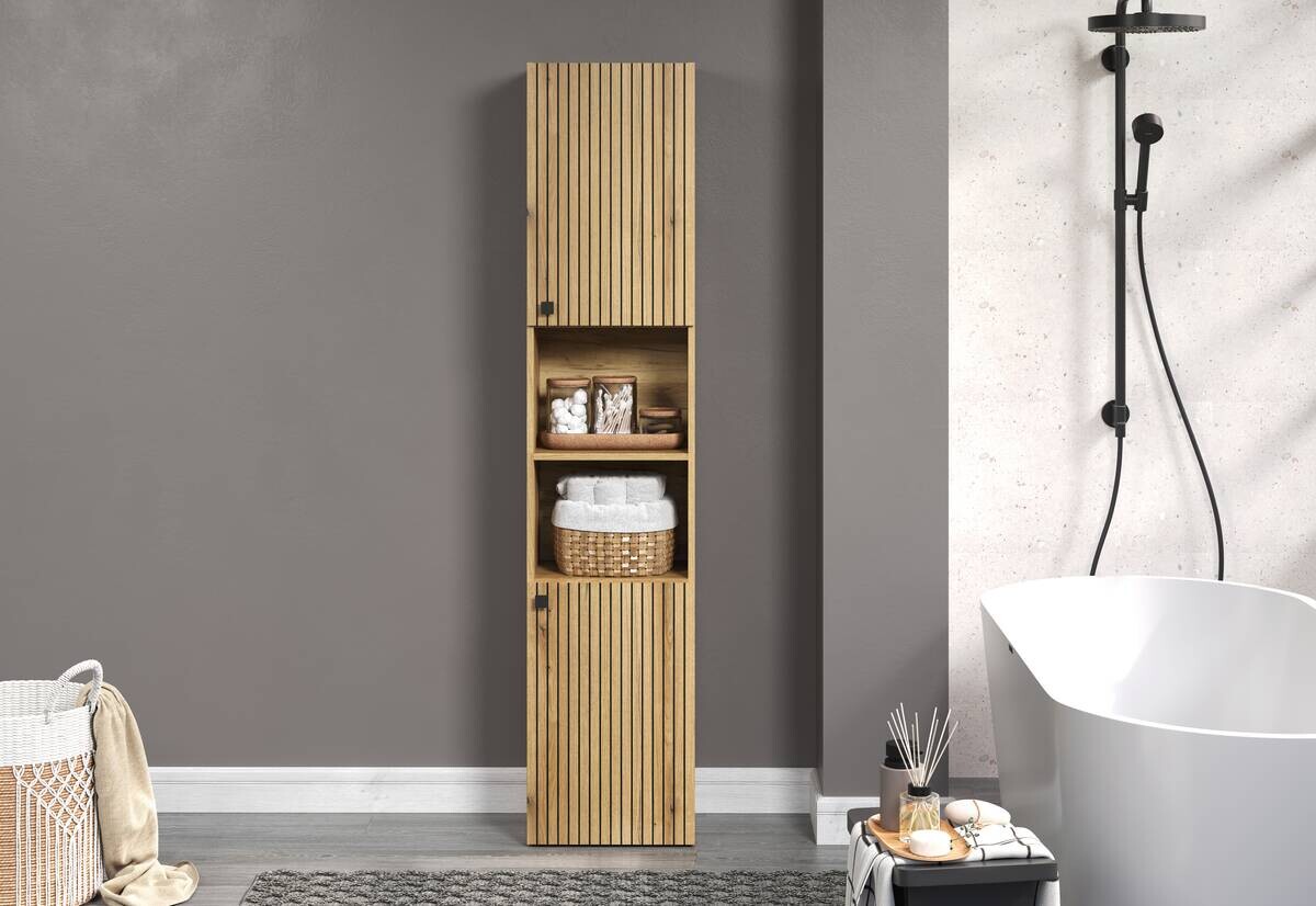 Hochschrank Pure Bliss Eiche Evoke Oak Nachbildung schwarz B/H/T: ca. 40x186x31 cm