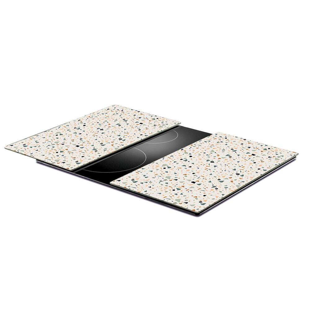 Zeller Herd-/Schneideabdeckplatten-Set Terrazzo bunt Glas B/H/L: ca. 30x0,8x52 cm