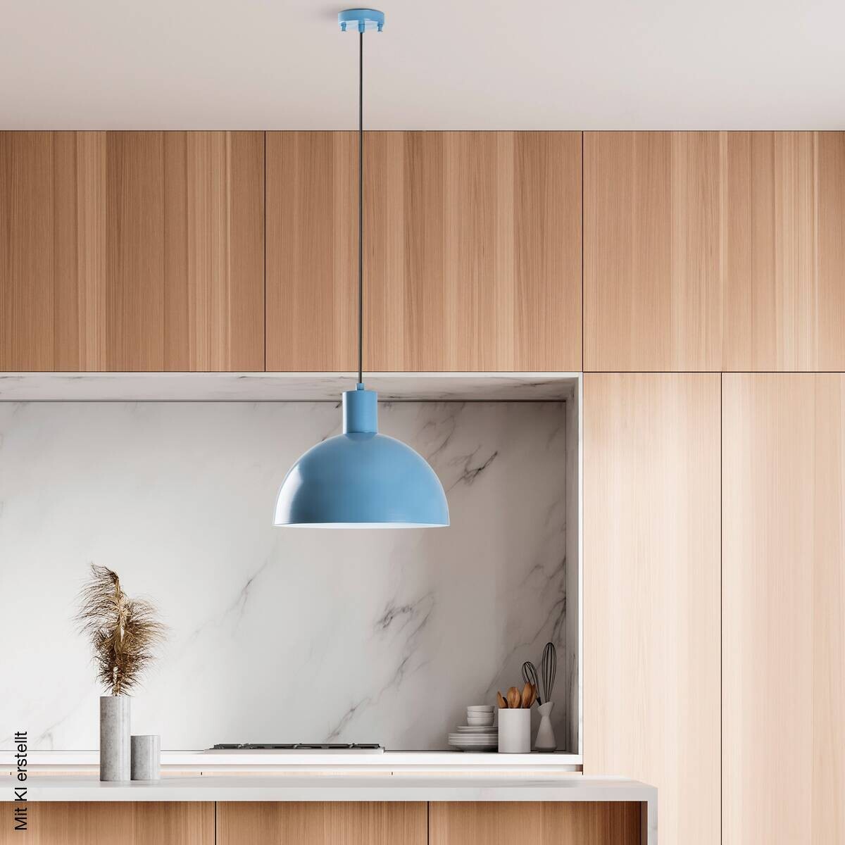 Opviq Pendelleuchte blau B/H/T: ca. 30x117x30 cm E27 1 Brennstellen