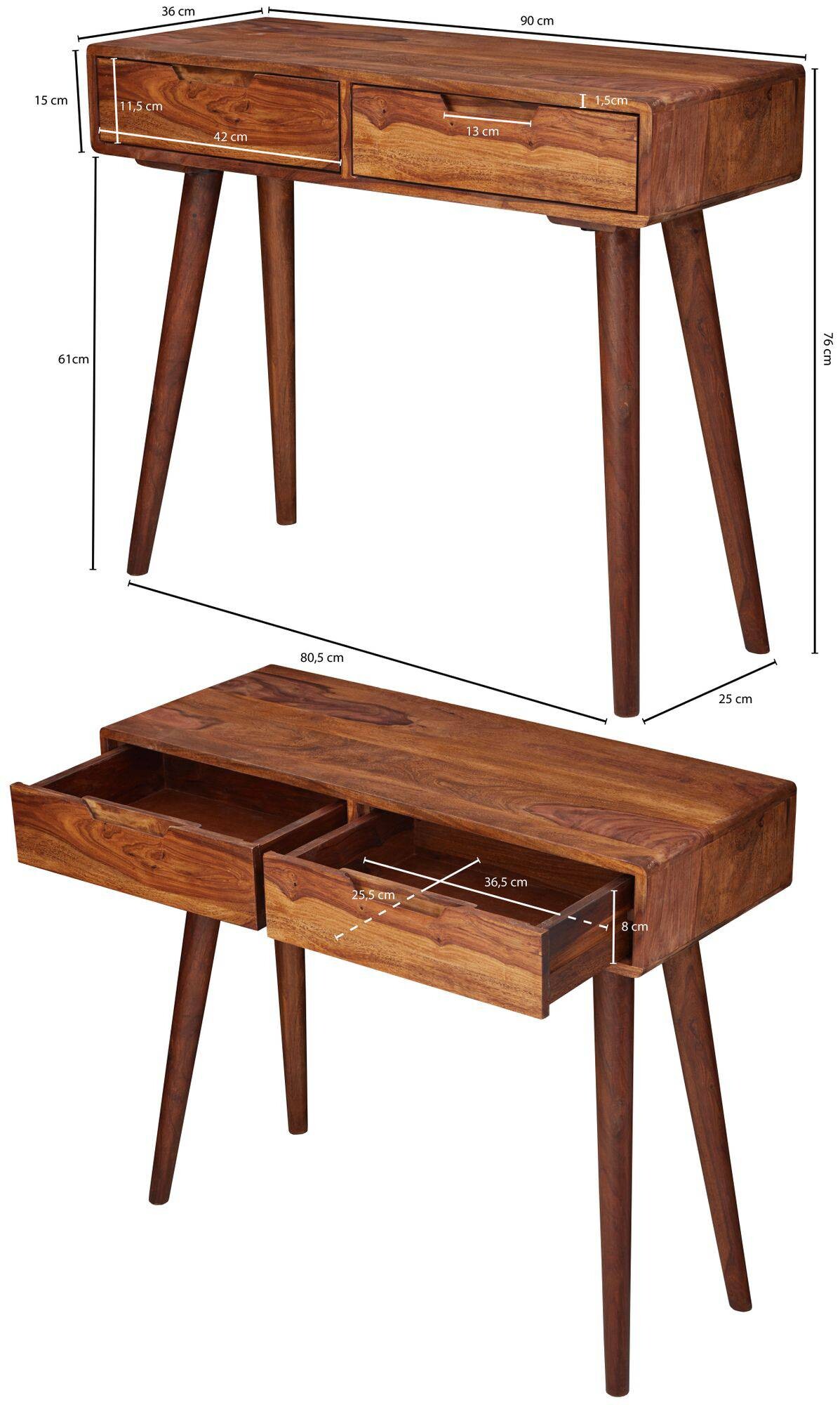 Konsolentisch natur Echtholz B/H/T: ca. 90x76x36 cm