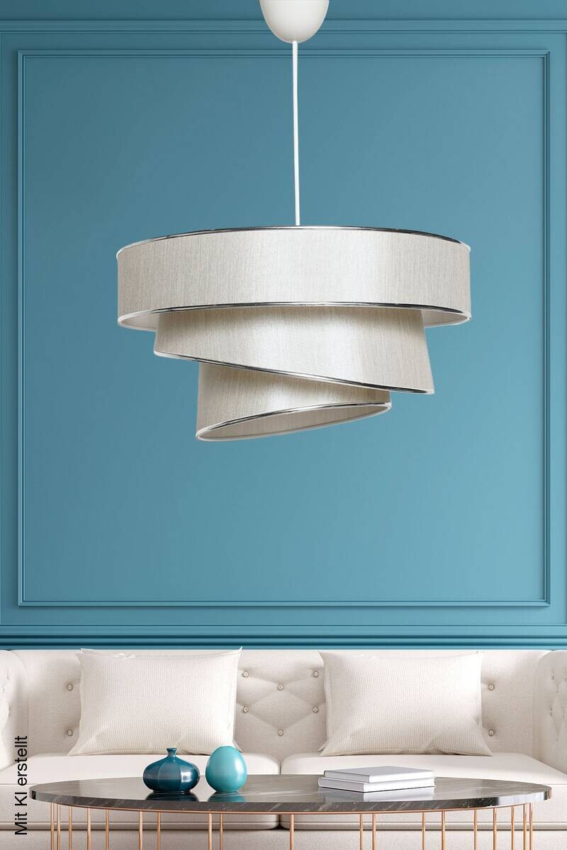 Opviq Pendelleuchte Couper beige silber Baumwolle B/H/L: ca. 40x72x40 cm E27 1 Brennstellen