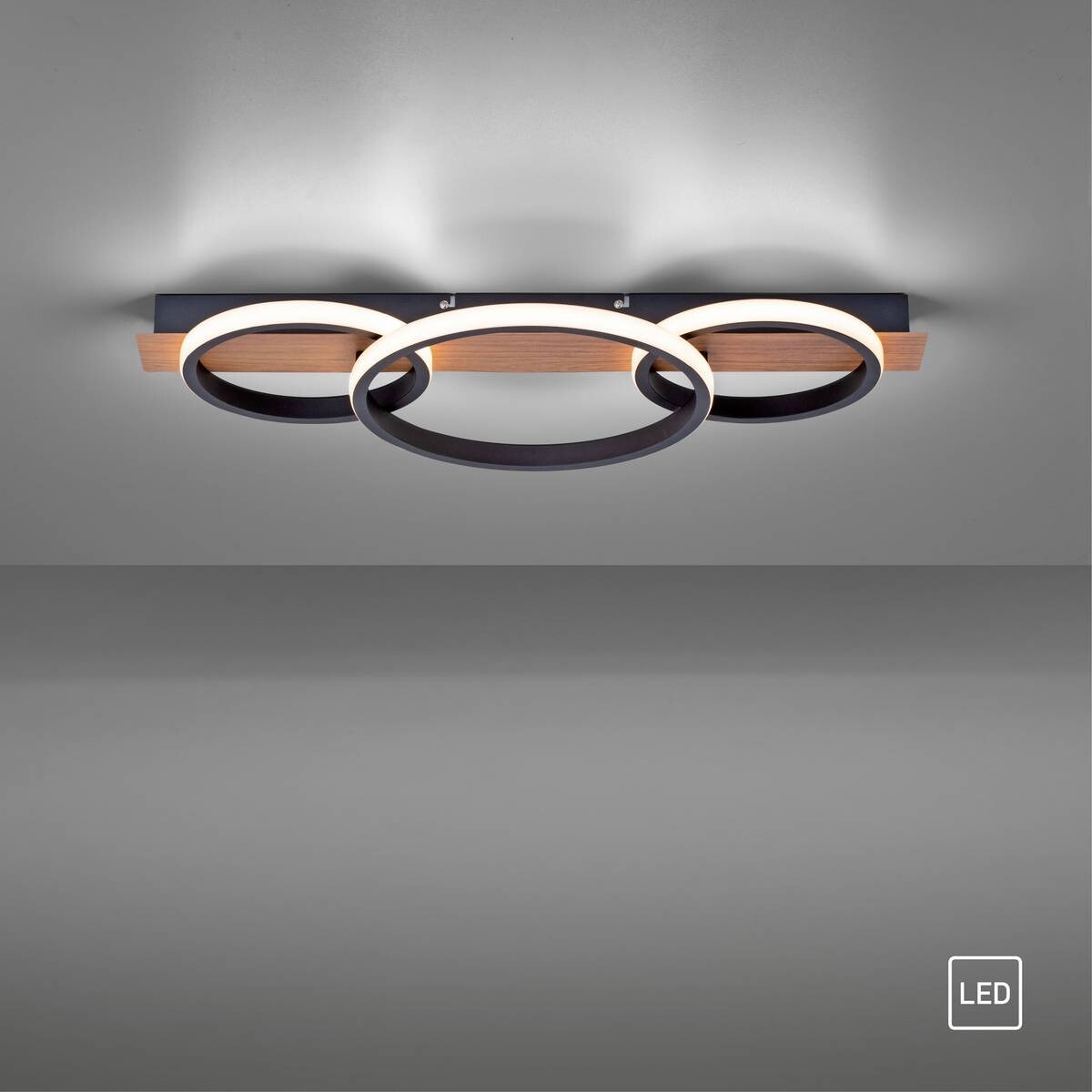 Just Light LED-Deckenleuchte TROOPER 15616-78 natur weiß schwarz Metall Kunststoff B/H/T: ca. 30x8x68 cm 1 Brennstellen