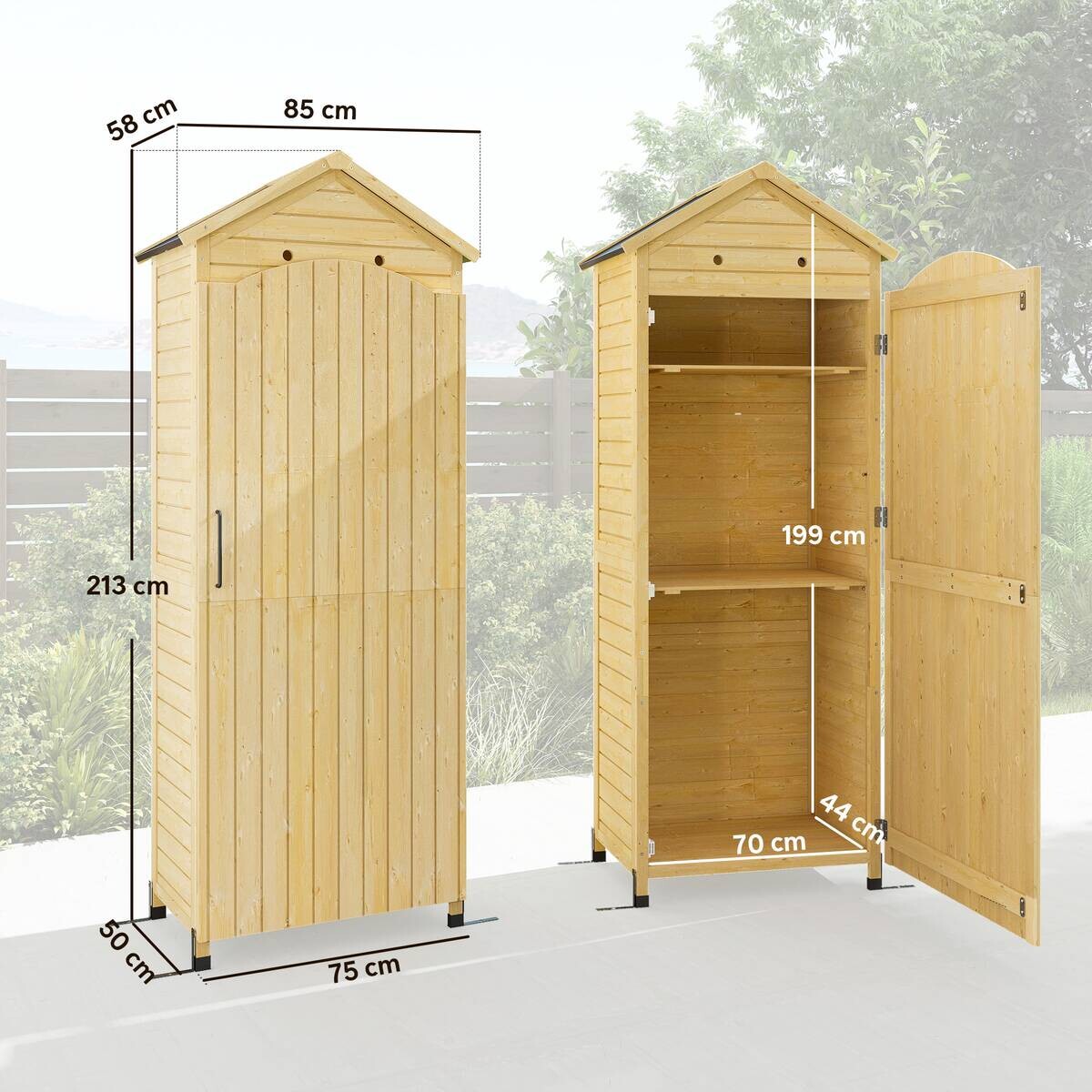Outsunny Geräteschuppen B/H/T/L: ca. 58x213x58x85 cm