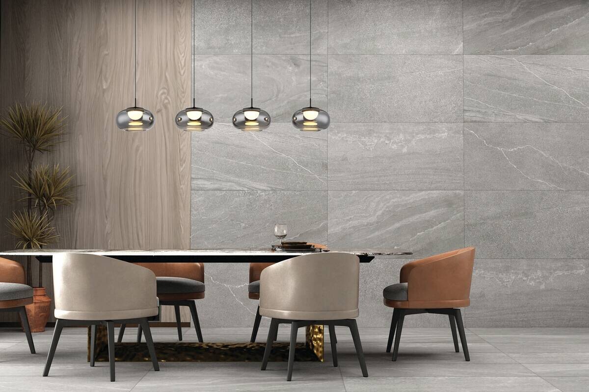 GLOBO LED-Pendelleuchte mattschwarz Rauch schwarz Metall Glas B/H/T: ca. 110x150x20 cm 1.0 Brennstellen