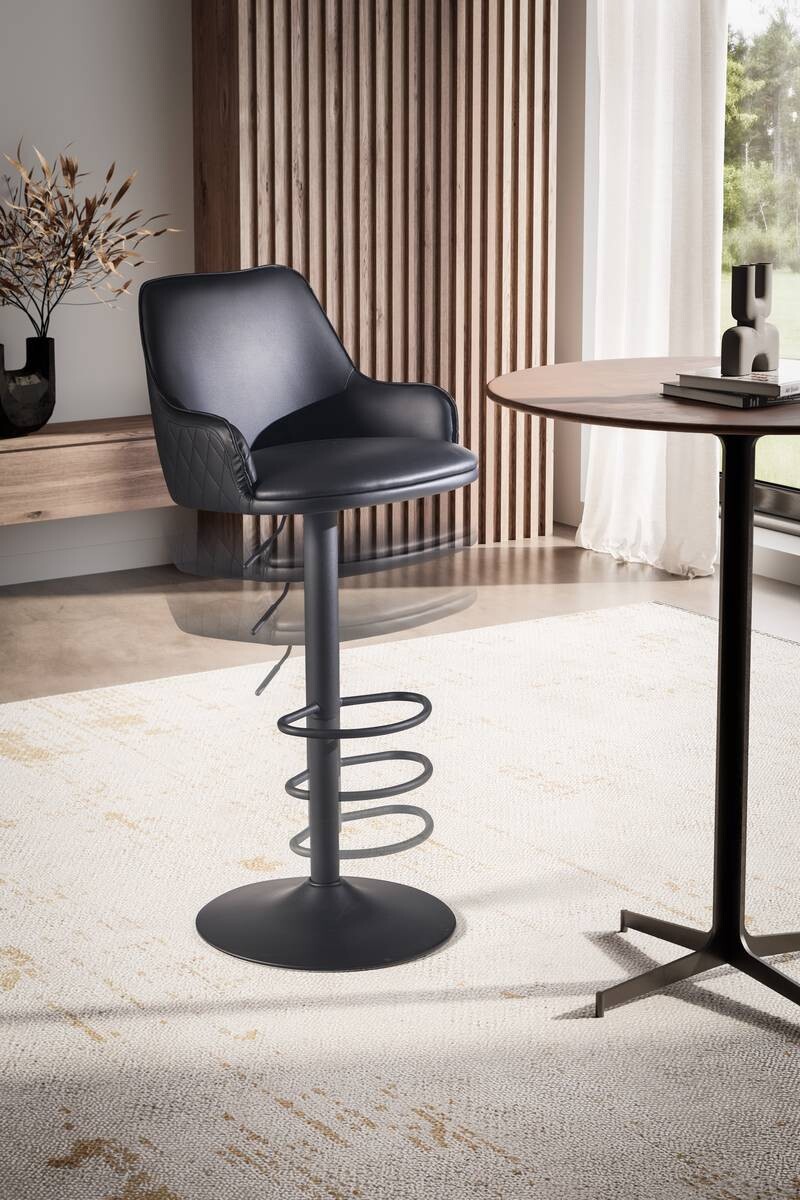 Barhocker schwarz Kunstleder B/H/T: ca. 45x106x45 cm