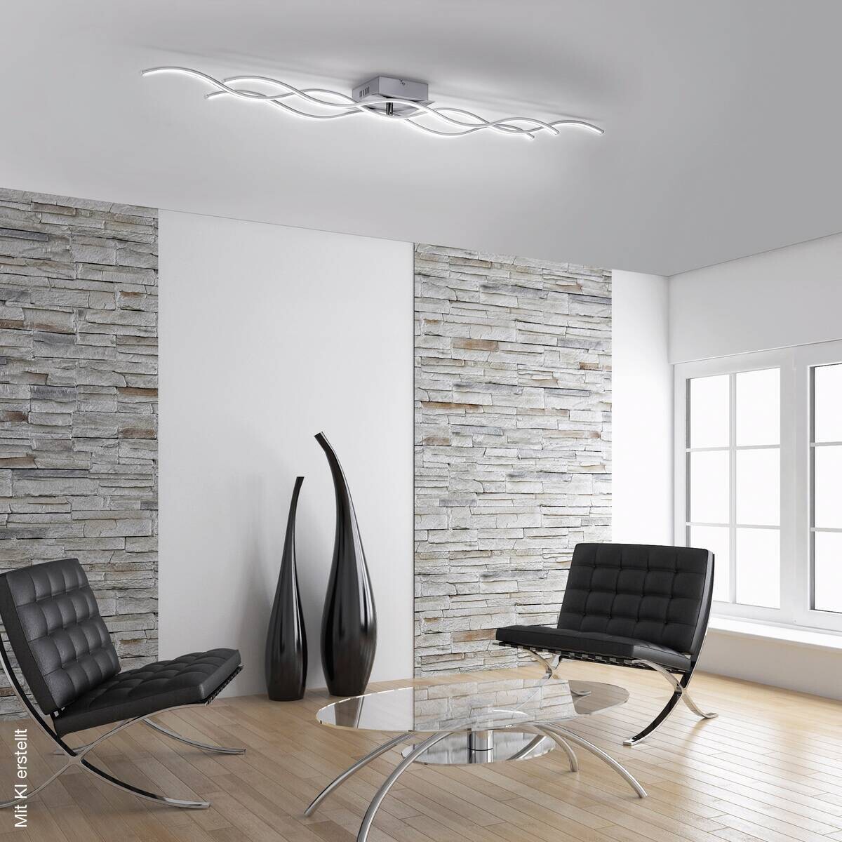 Just Light Deckenleuchte Wave Chrom Stahl Kunststoff B/L: ca. 16x140 cm