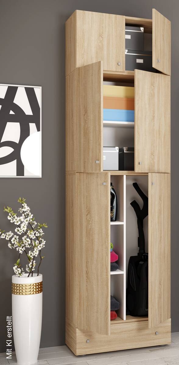 Putzschrank Lona Eiche Sonoma Nachbildung weiß B/H/T: ca. 70x240x39 cm