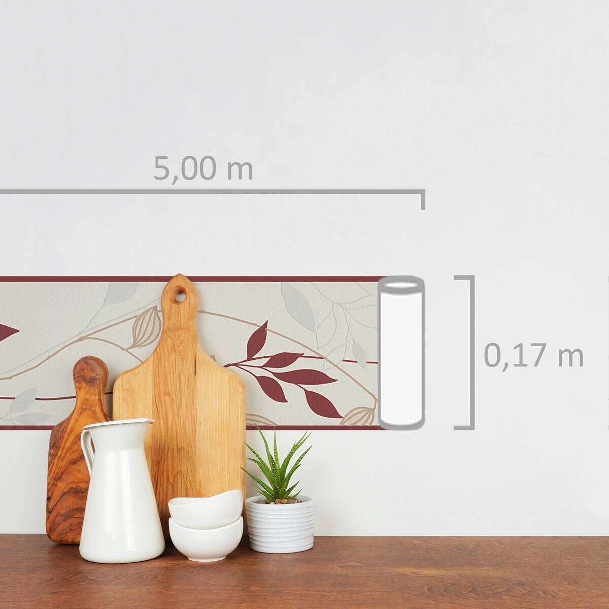 A.S.Creation Bordüre rot creme B/H/D: ca. 17x500x7 cm