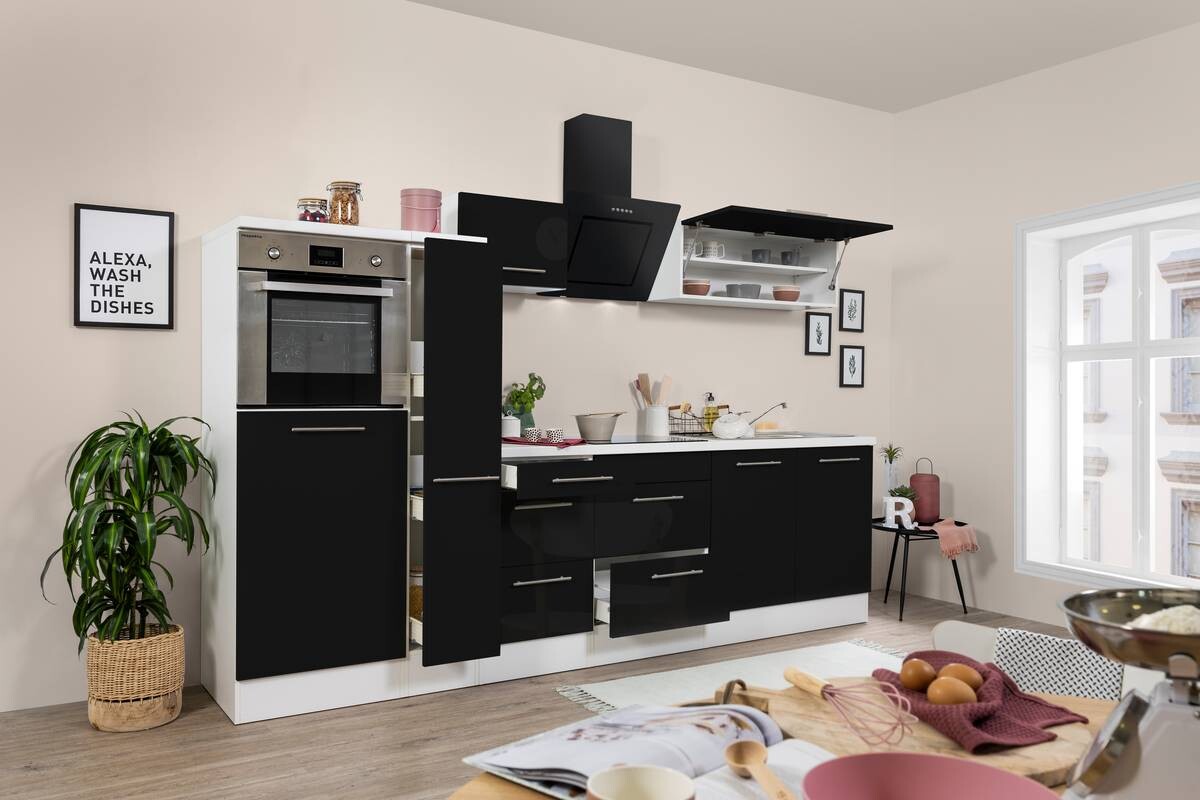 Respekta Küchenblock Amanda schwarz Hochglanz B/H/T: ca. 300x200x60 cm