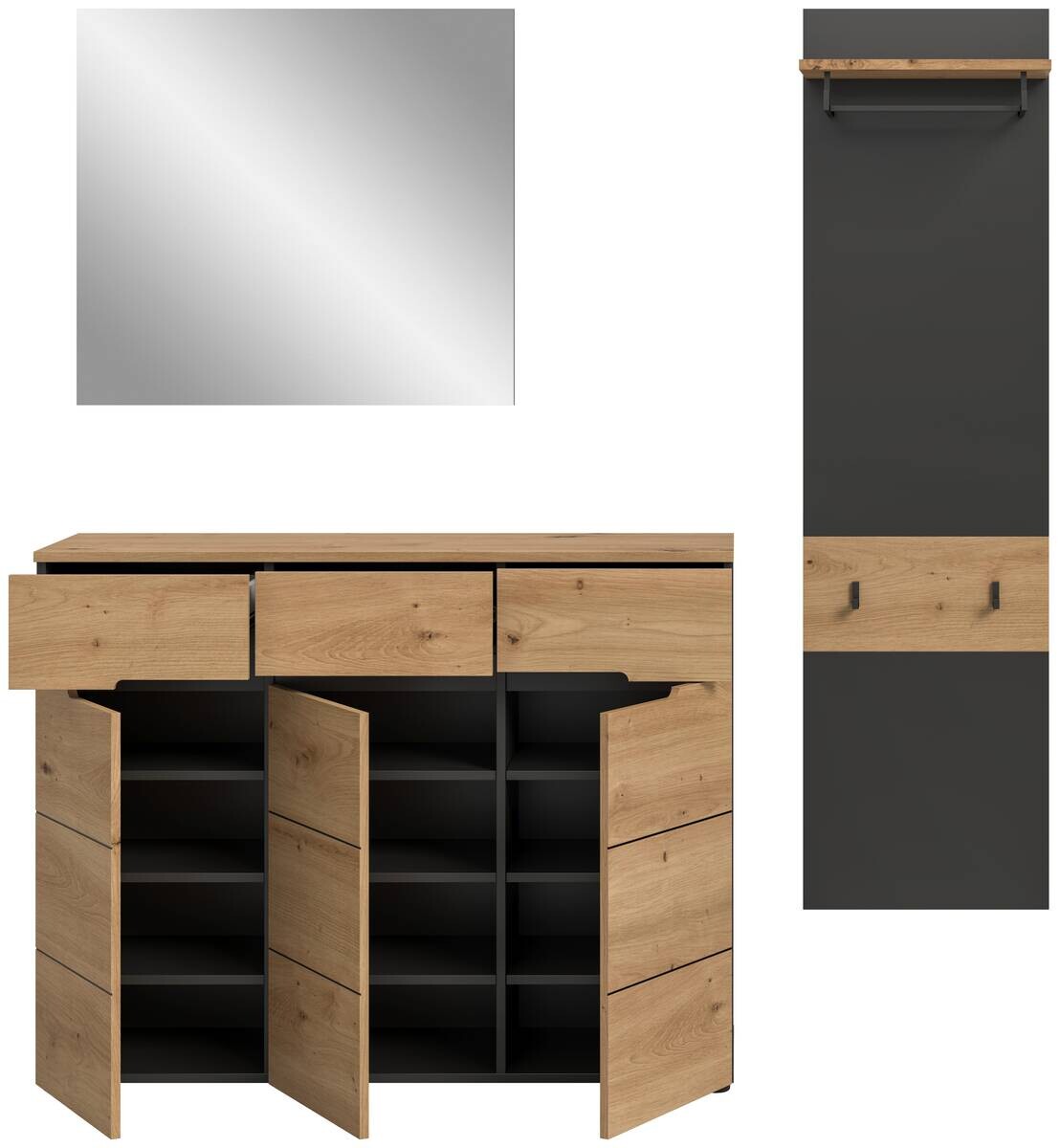 Garderobe Canu basaltgrau Nachbildung Artisan Nachbildung B/H/T: ca. 180x190x37 cm