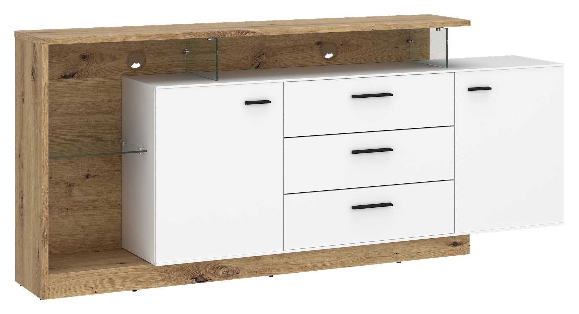 Sideboard Covelo Eiche Artisan Oak Nachbildung weiß B/H/T: ca. 192x85x40 cm