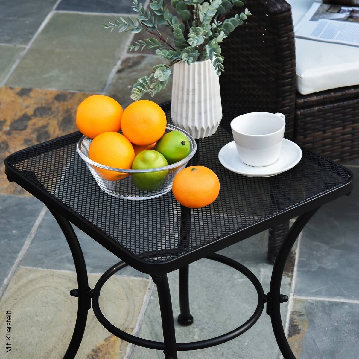 Outsunny Beistelltisch schwarz Metall B/H/L: ca. 45x50x45 cm