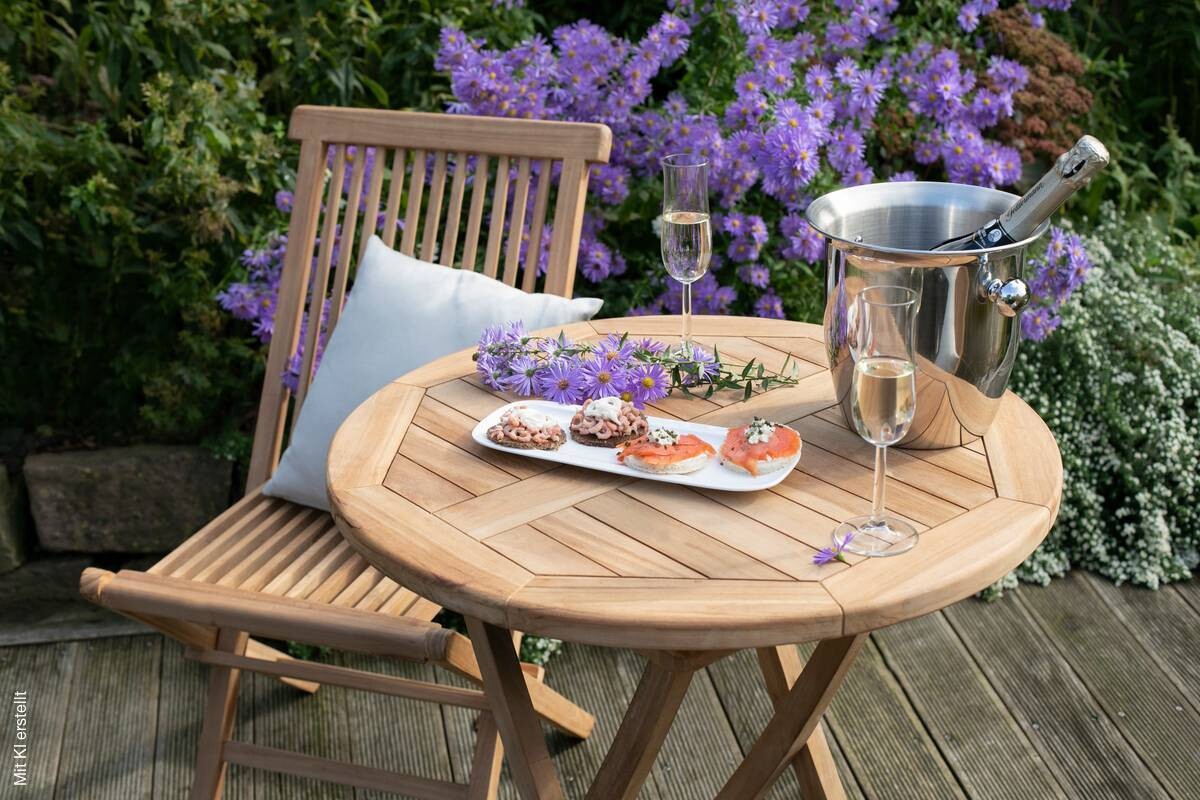 deVries Gartentisch Woodie natur Teakholz H/D: ca. 75x70 cm