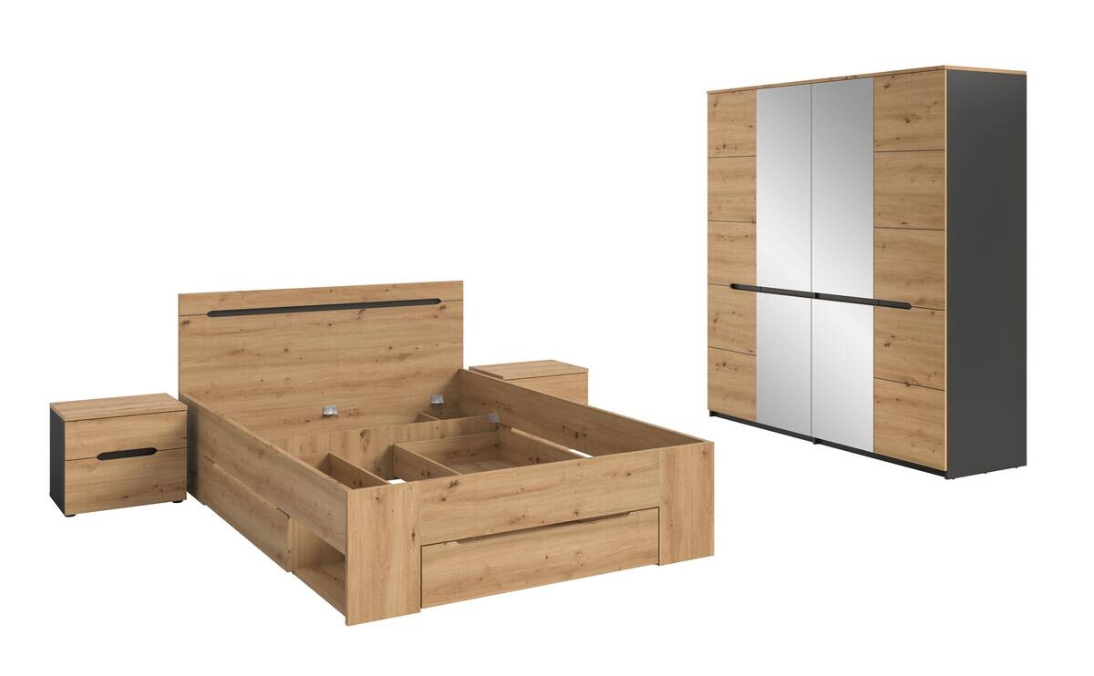 Schlafzimmer CANU, Set basaltgrau Artisan Nachbildung