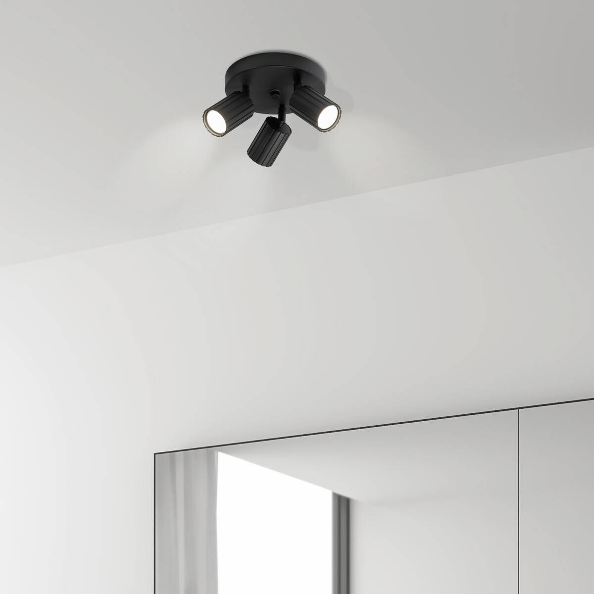 Lamkur Strahler Prisma schwarz Stahl B/H/L: ca. 18x19,5x18 cm 3 Brennstellen