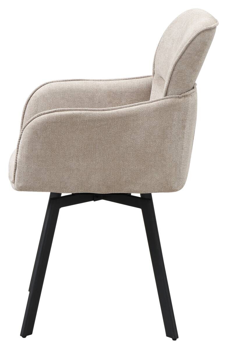 Stuhl RICO, 2er-Set schwarz taupe Metall Stoff B/H/T: ca. 61x90x63 cm