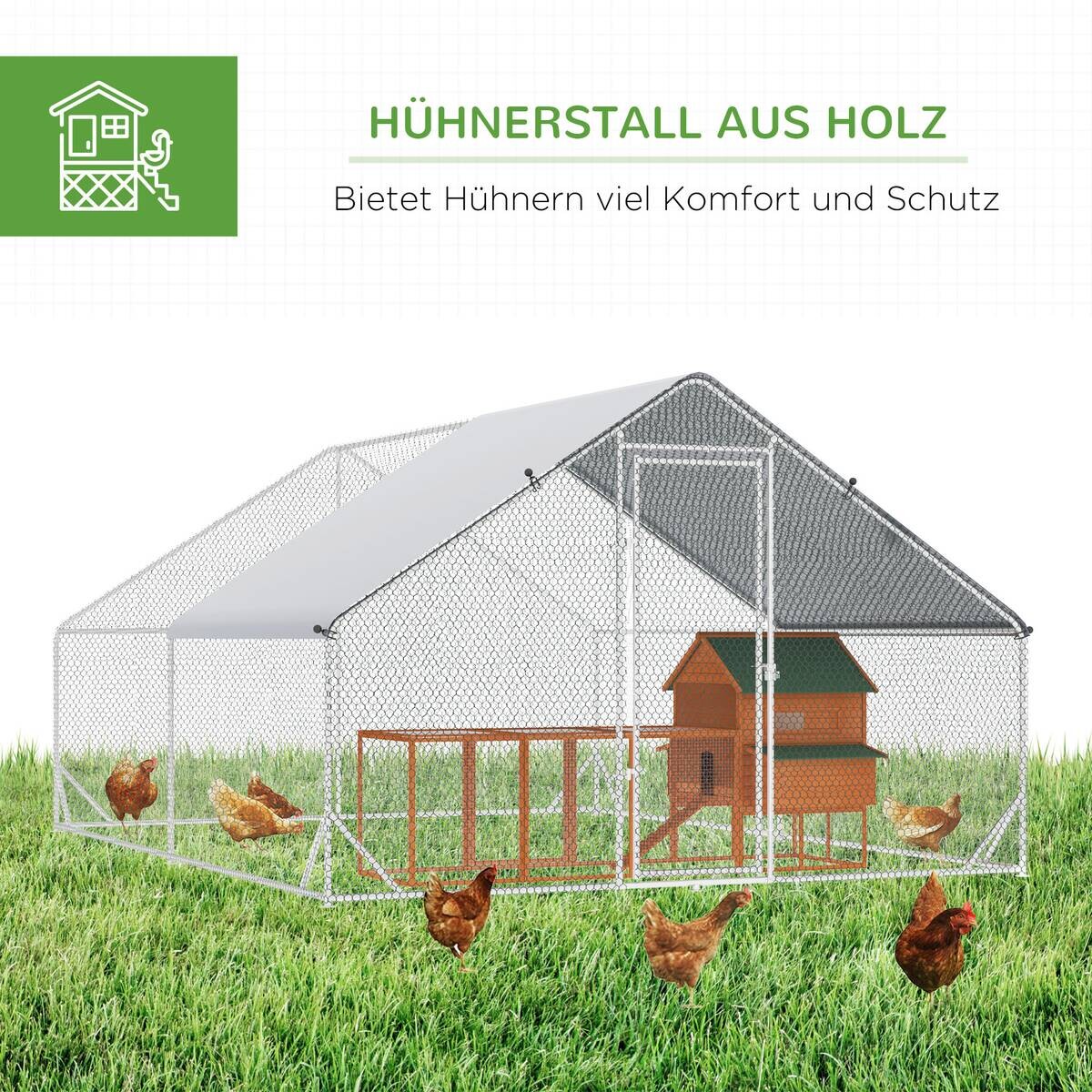 PawHut Stall grau Edelstahl B/H/L: ca. 400x300x200 cm