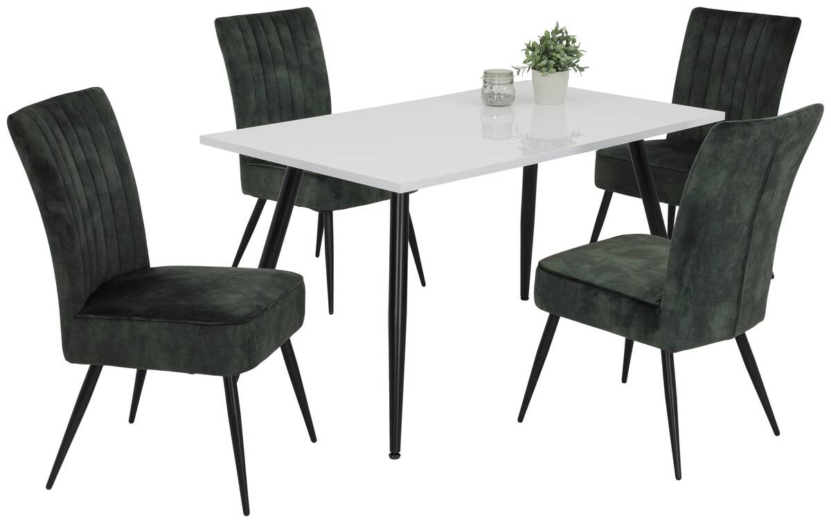 Esstisch ANIKA weiß Lack Hochglanz schwarz pulverbeschichtet Lack Hochglanz B/H/T: ca. 140x76x80 cm