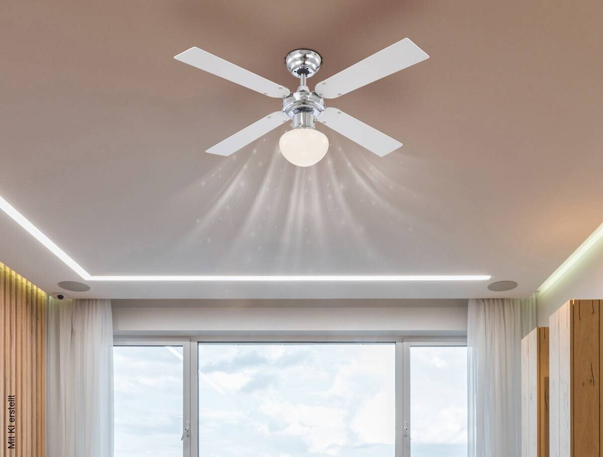 GLOBO Deckenventilator Champion weiß silber Chrom H/D: ca. 41x105 cm max. 60 W