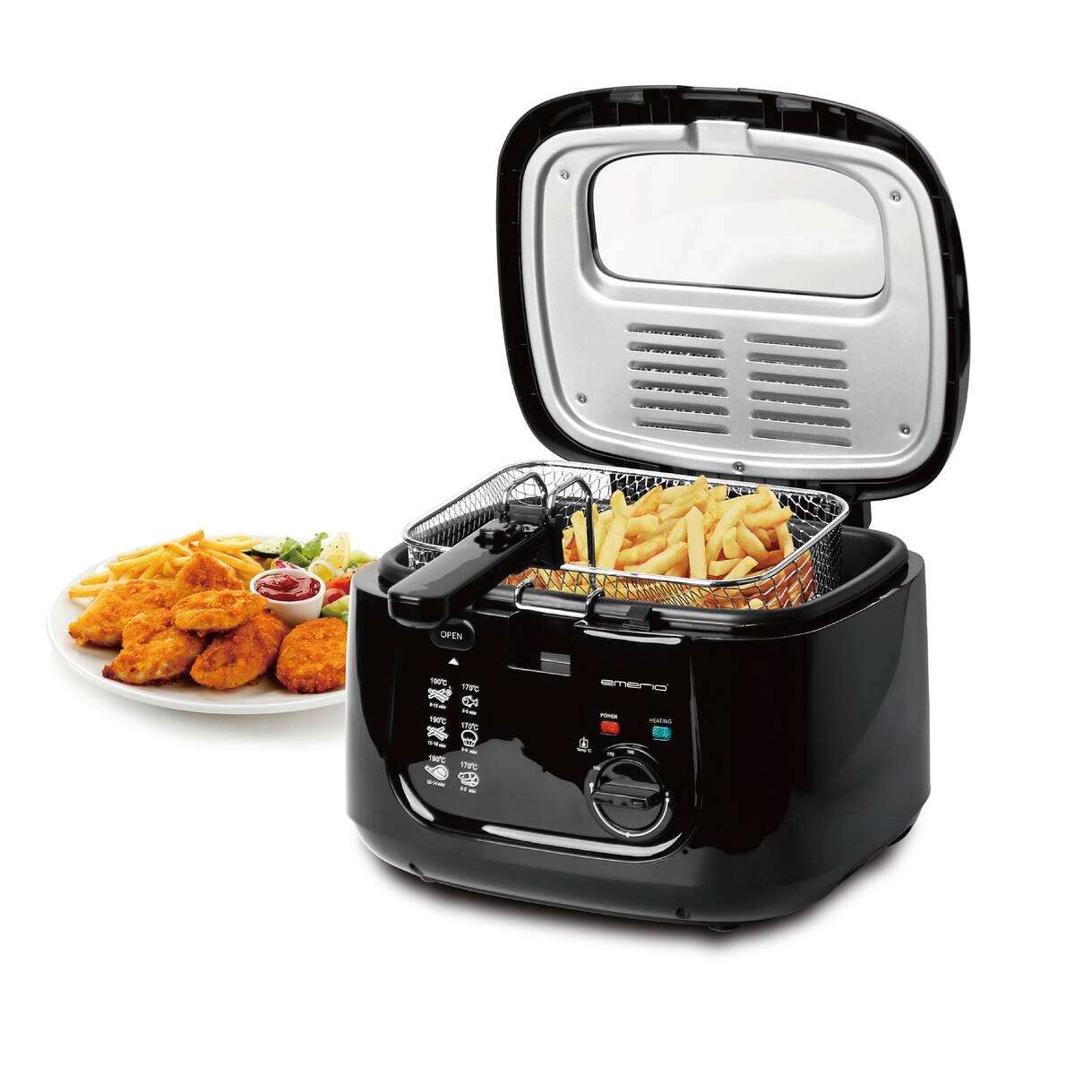 Emerio Fritteuse schwarz Kunststoff B/H/L: ca. 28,5x22x28,5 cm ca. 2,5 l