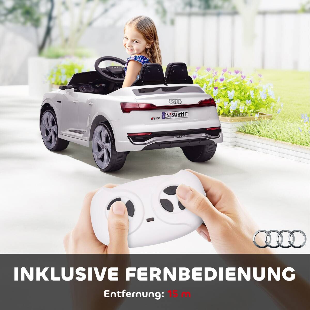 AIYAPLAY Kinder Elektroauto weiß B/H/L: ca. 49,5x43x98 cm
