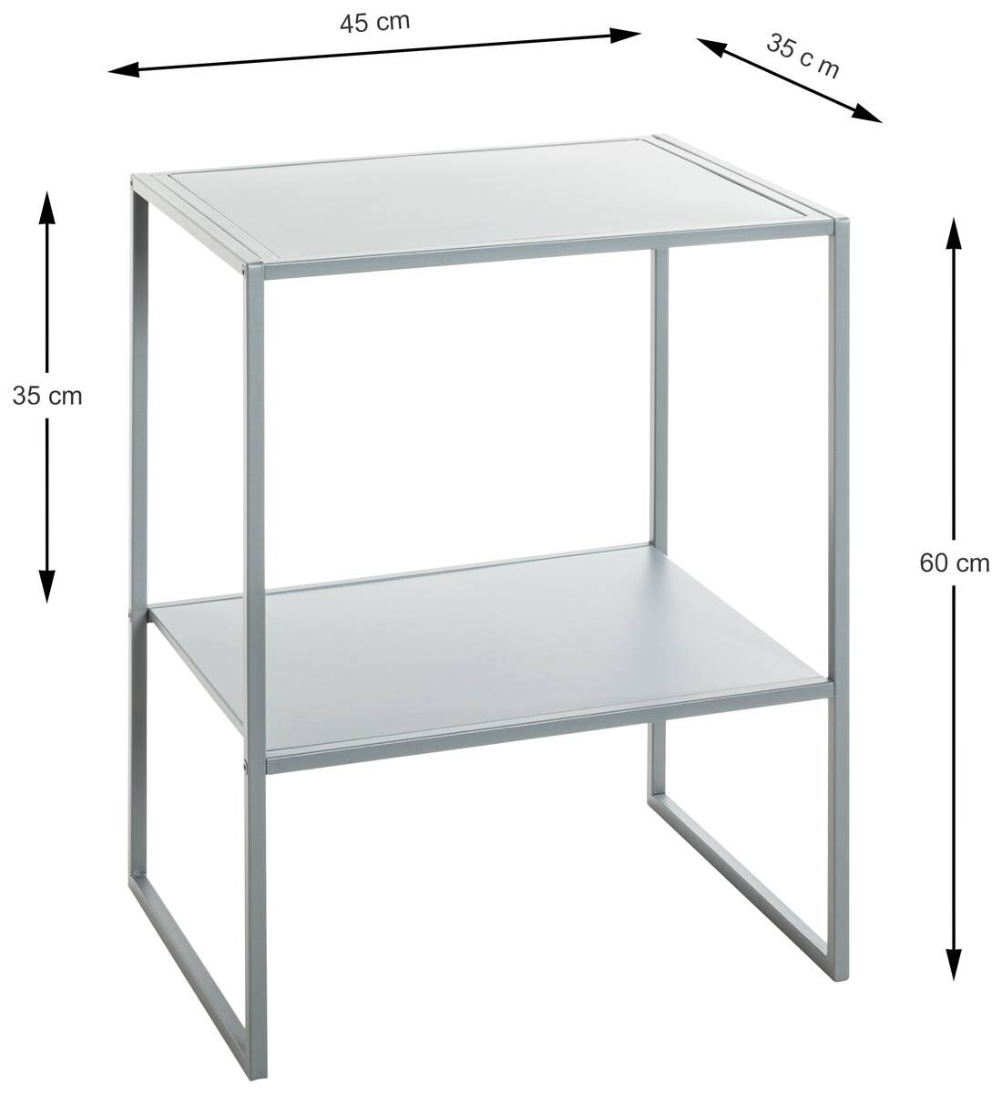 Beistelltisch grau B/H/T: ca. 45x60x35 cm
