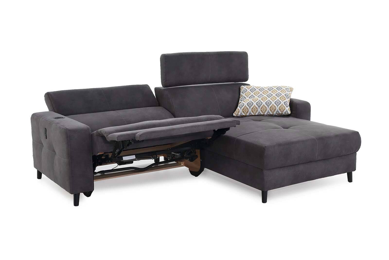 Ecksofa dunkelgrau Microfaser B/H/T: ca. 249x108x185 cm