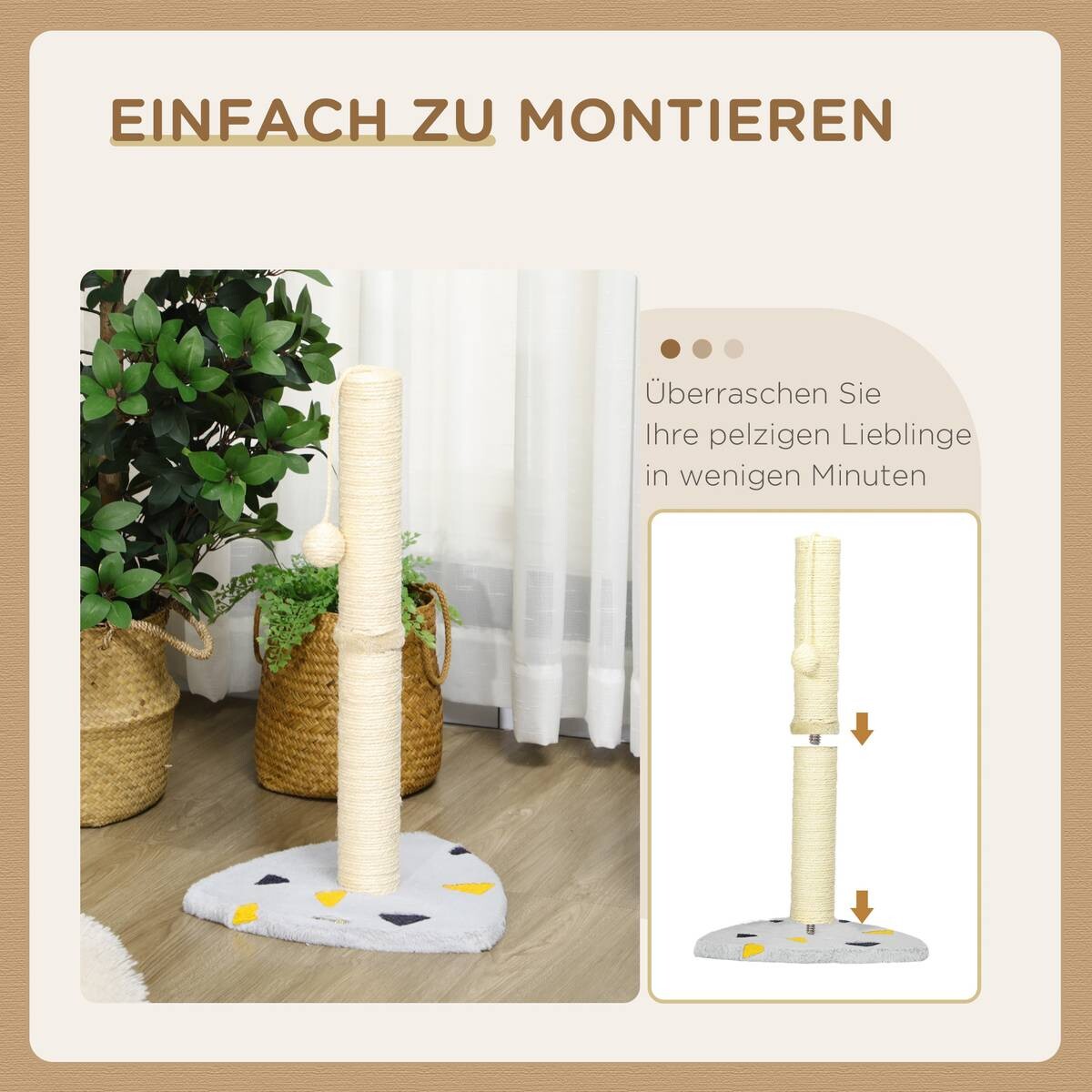 PawHut Kratzbaum hellgrau Spanplatte B/H/L: ca. 35x62x35 cm