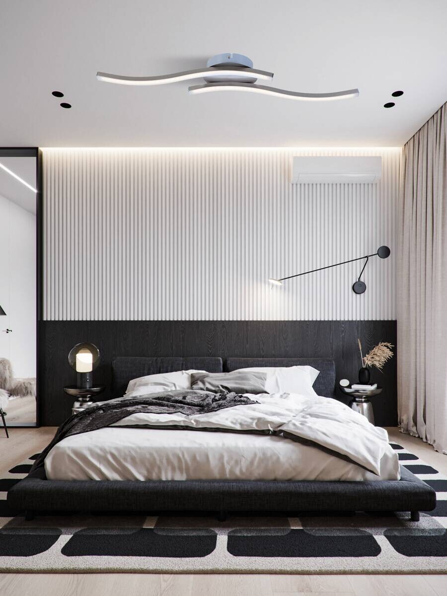 POCOline Deckenleuchte Berwin nickel matt Aluminium Metall Kunststoff B/H/T: ca. 56x7x12 cm