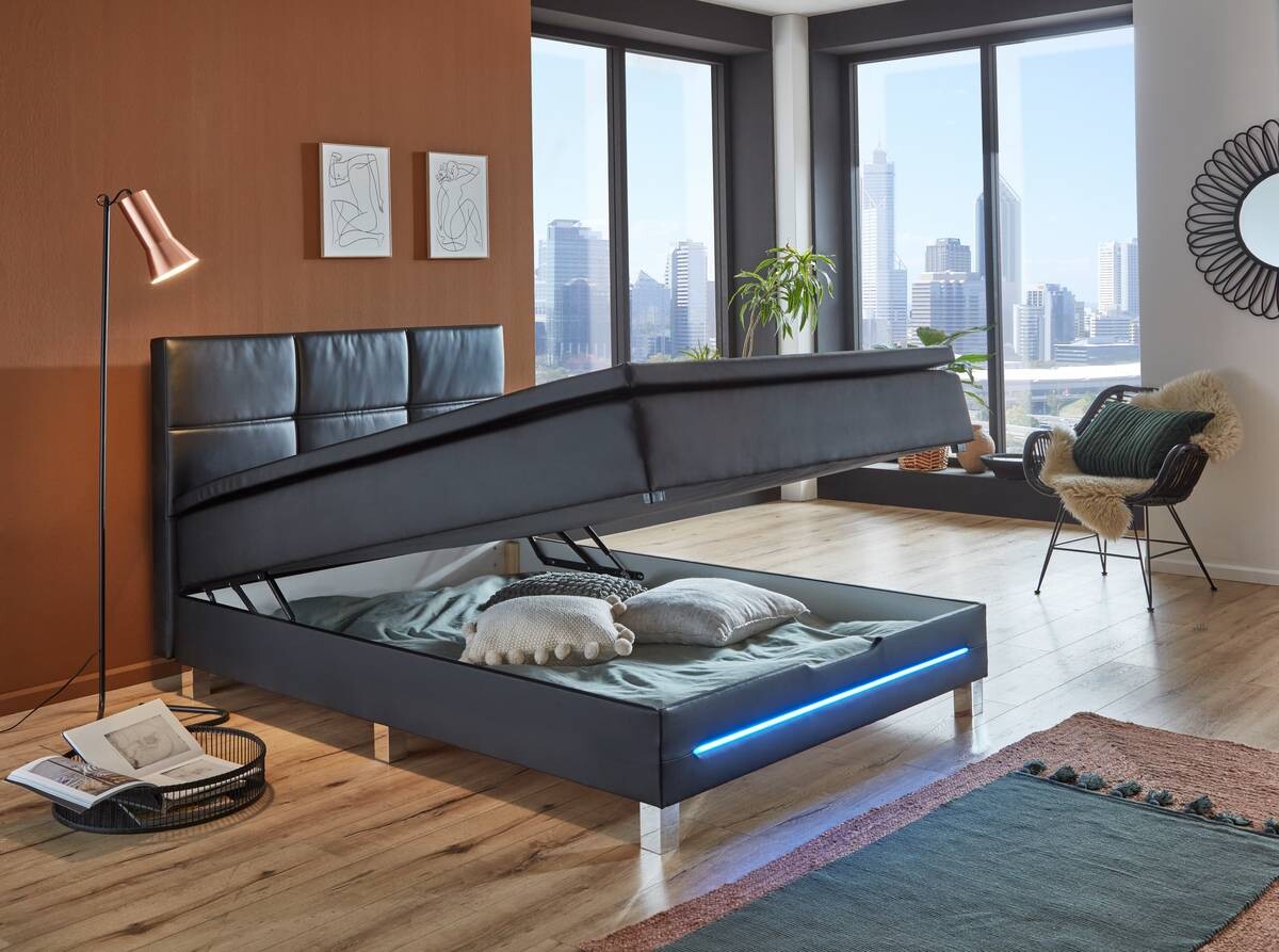 Boxbett Catania schwarz Liegefläche B/L: ca. 140x200 cm