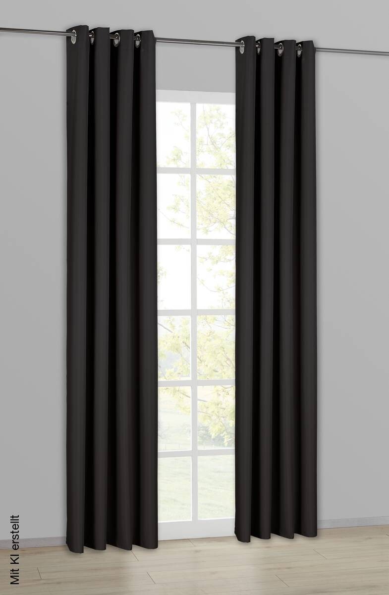 POCOline Ösenvorhang Sorrento schwarz 100% Polyester B/L: ca. 140x245 cm