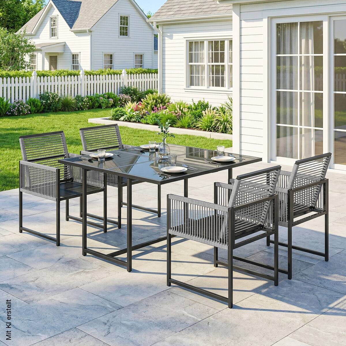 Outsunny Gartensitzgruppe hellgrau Glas B/H/L: ca. 120x72x120 cm