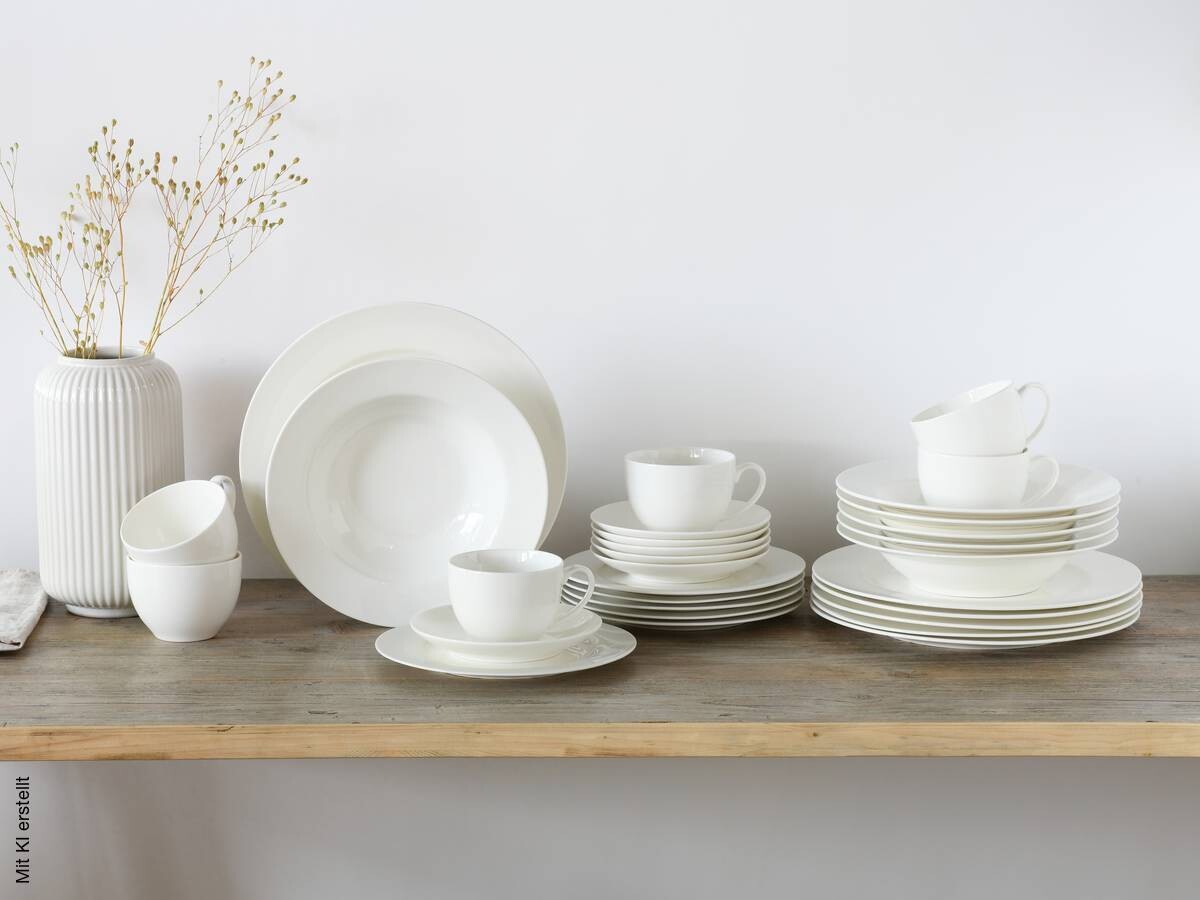 CreaTable Kombiservice Fleur Royal cremeweiß Porzellan 30 tlg.