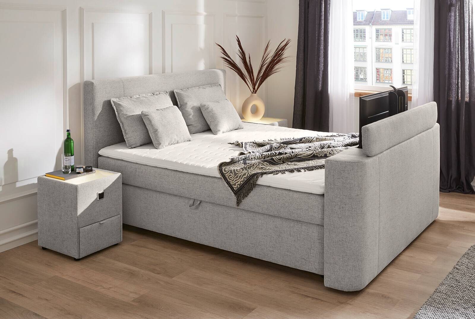 Boxbett grau Liegefläche B/L: ca. 180x200 cm