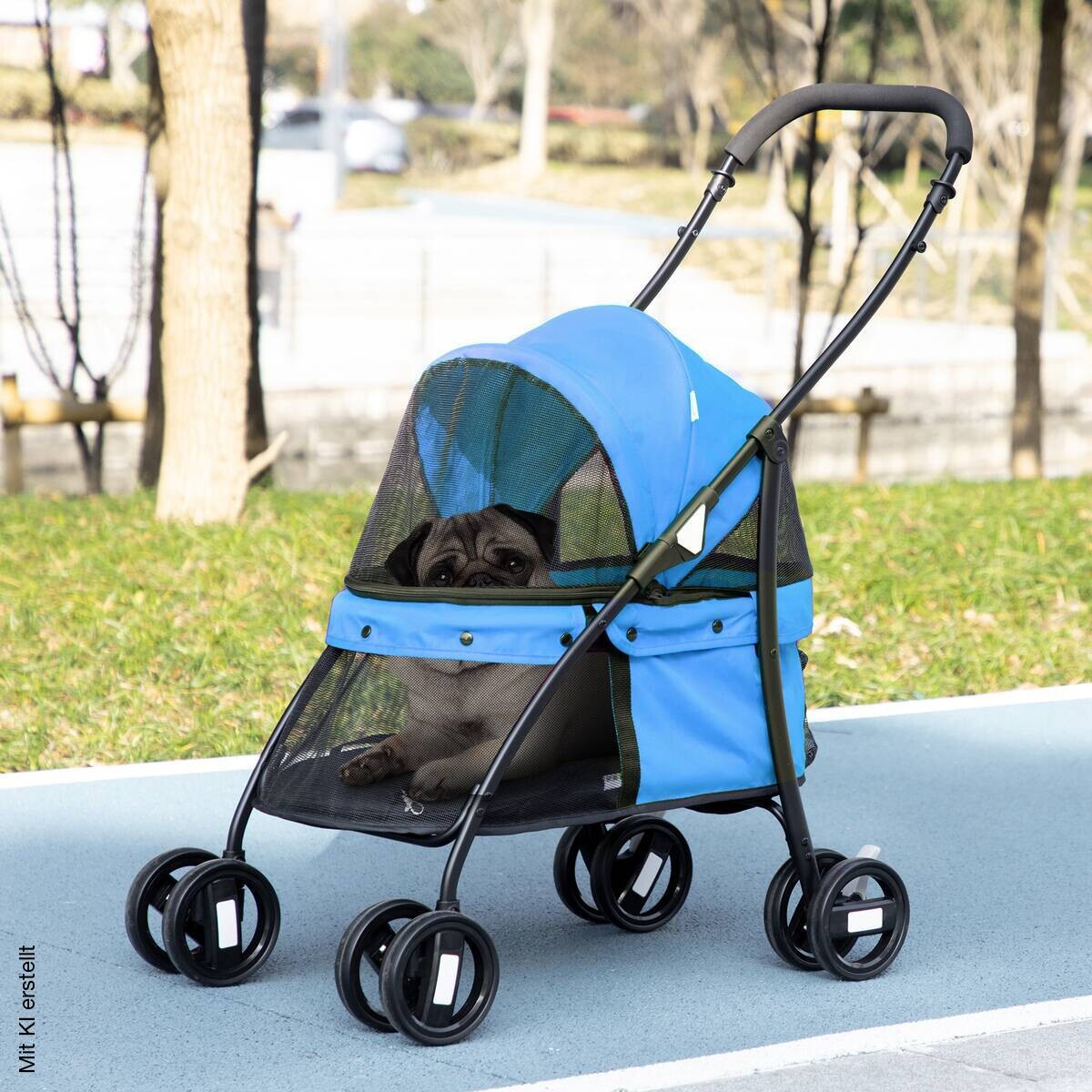 PawHut Hundebuggy blau Polyester-Mischgewebe B/H/L: ca. 47x97x82 cm