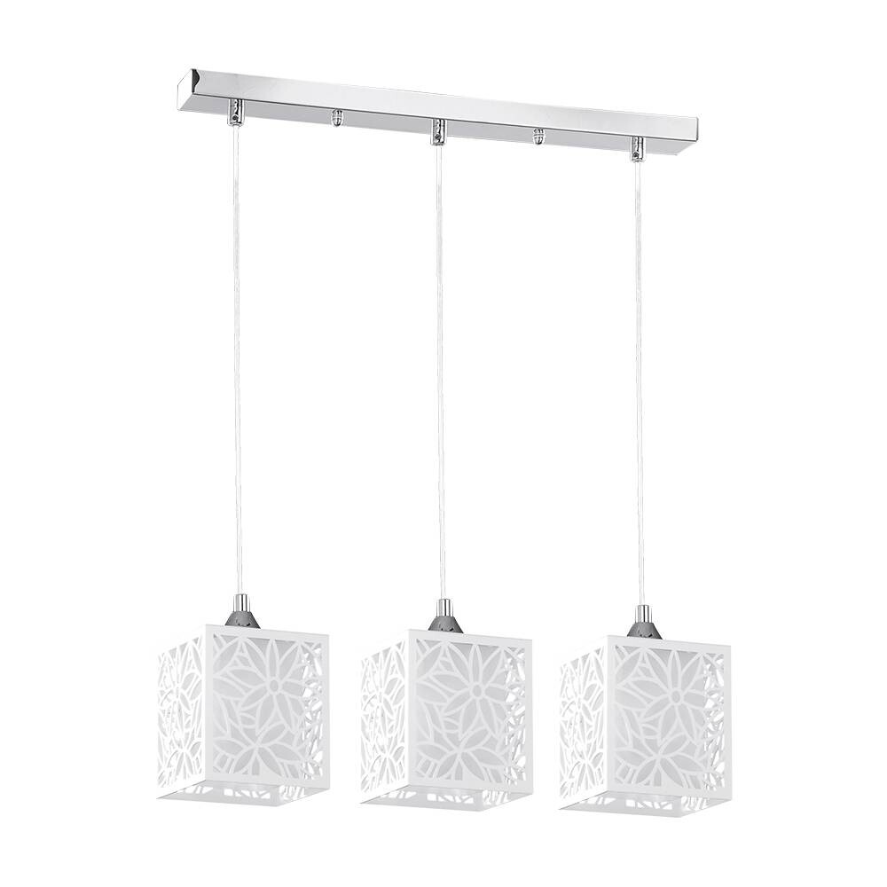 SPOT Light Pendelleuchte Anika weiß Chrom Metall Glas Kunststoff B/H/T: ca. 53x125x13 cm E27 3 Brennstellen