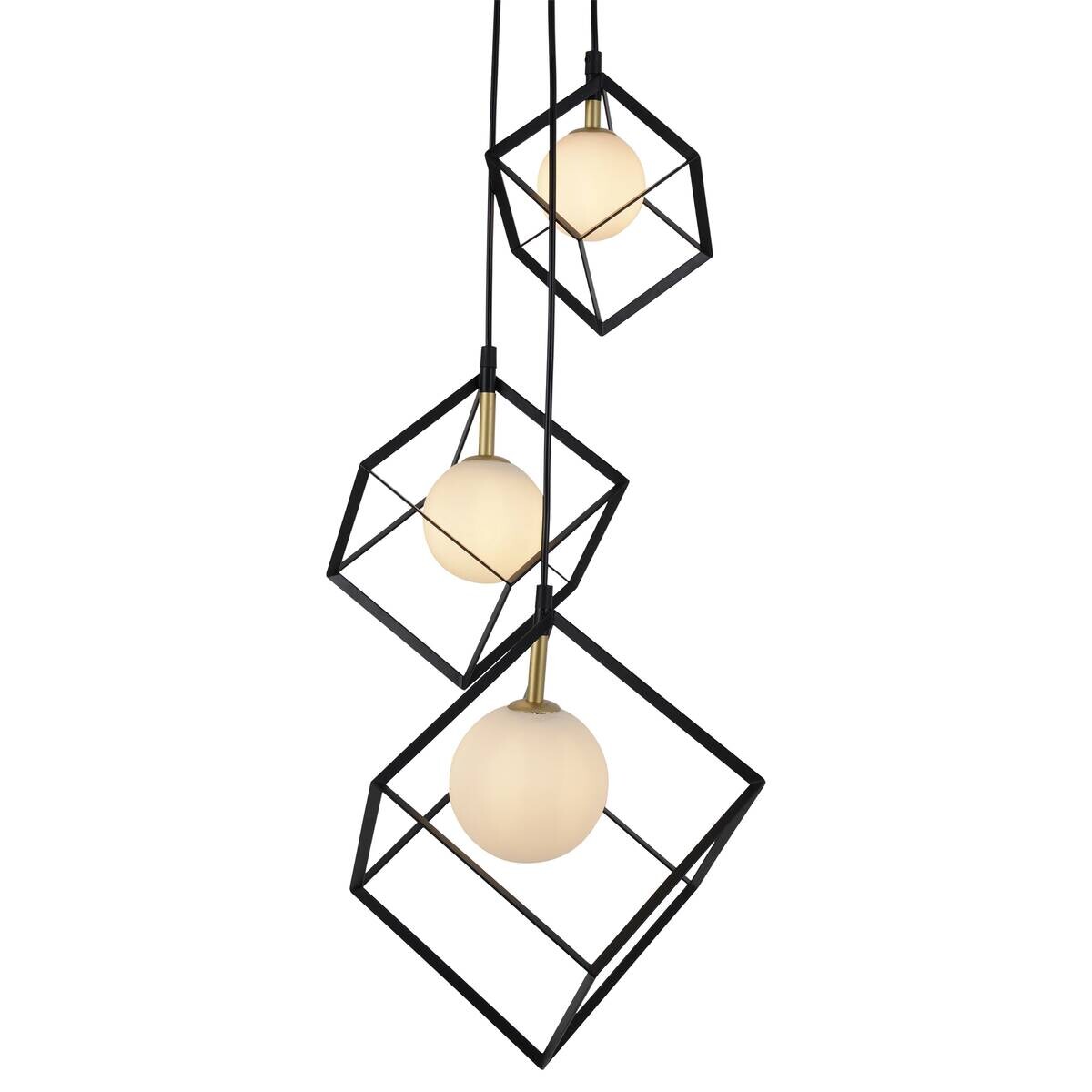 Näve Leuchten Pendelleuchte 7083022 schwarz Metall Glas B/H/T: ca. 40x147x40 cm G9 3 Brennstellen
