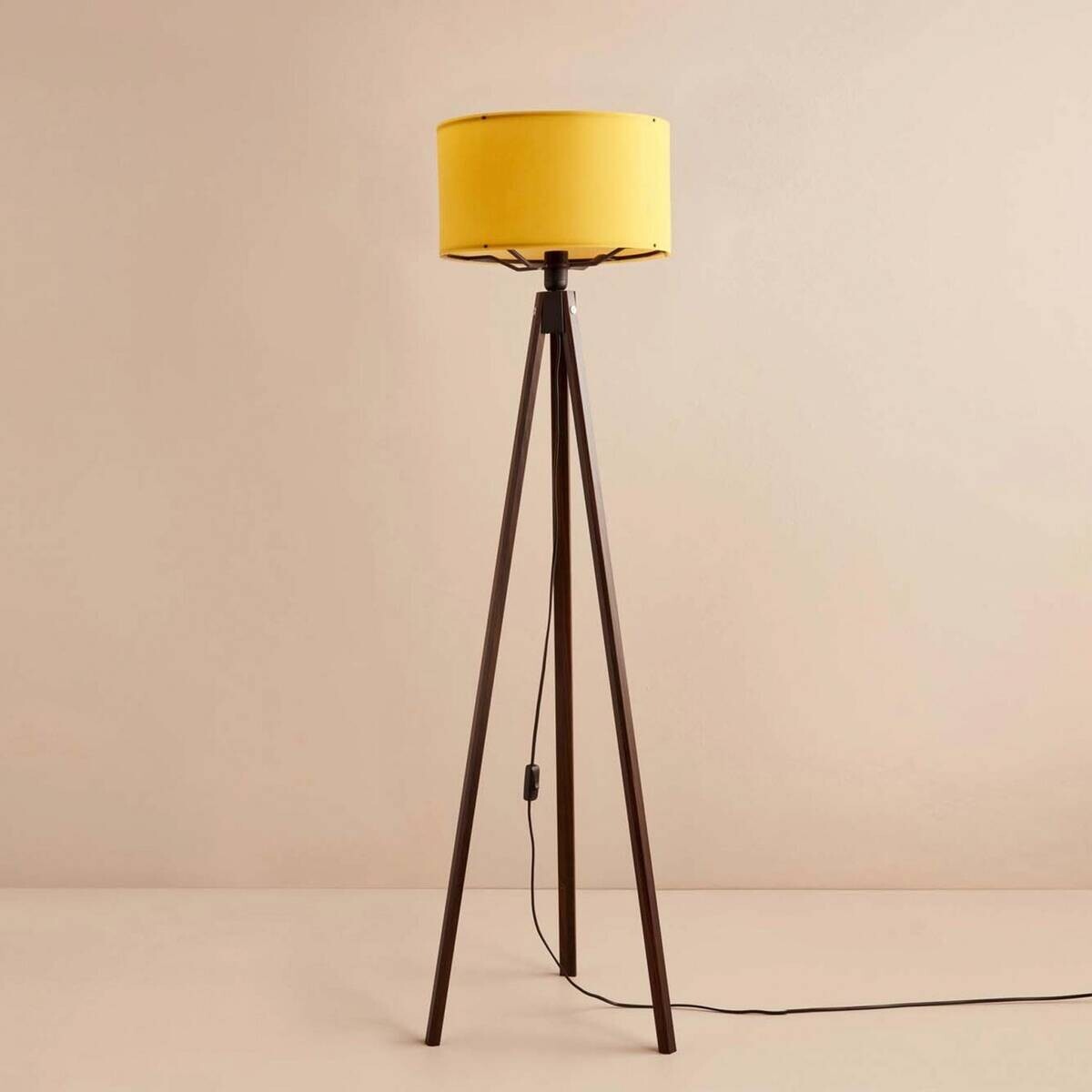 Opviq Stehleuchte Stoff Holz B/H/T/L/D: ca. 21x140x21x21x21 cm E27 1 Brennstellen