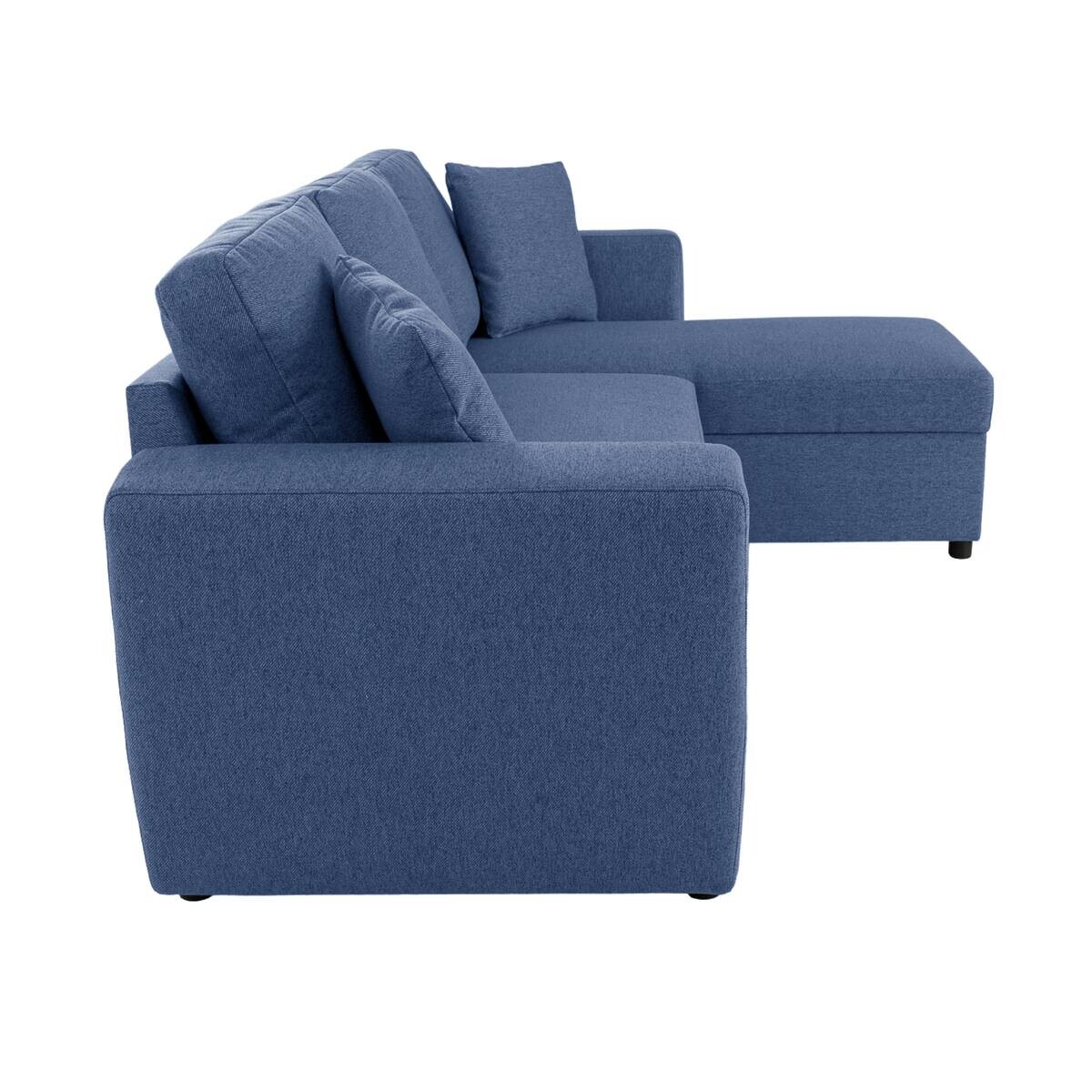 Ecksofa mit Bettfunktion und Bettkasten blau Webstoff B/H/T: ca. 234x86x144 cm