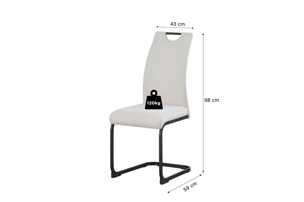 Schwingstuhl HANNA, 2er Set creme Webstoff B/H/T: ca. 43x98x59 cm