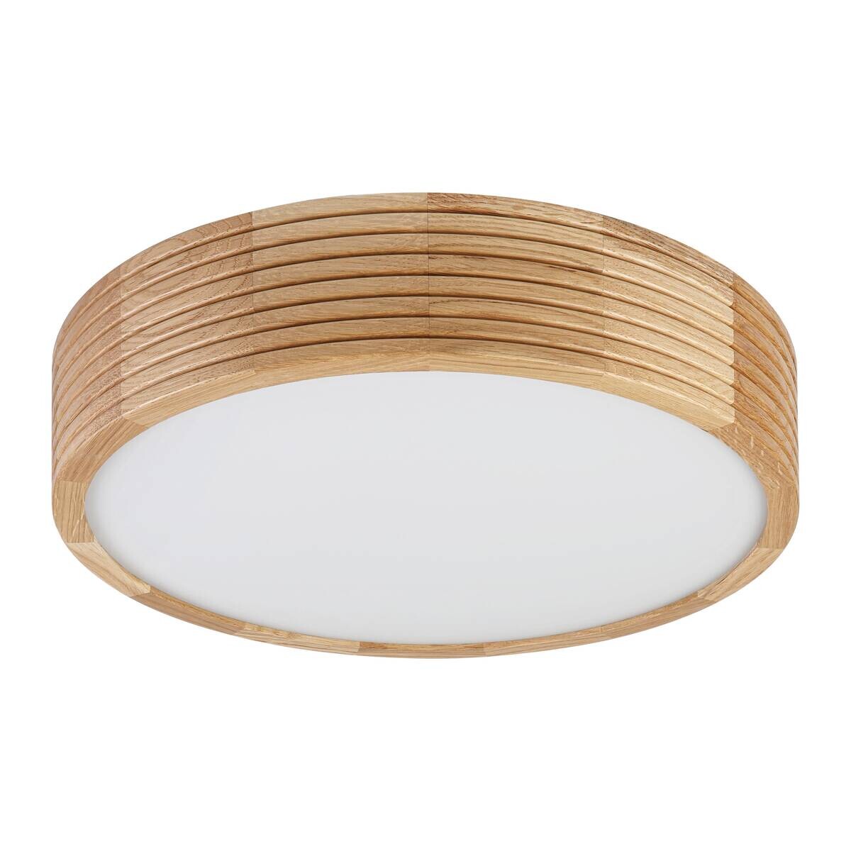 Lamkur Deckenleuchte Eiche weiß Glas Eiche B/H/L: ca. 37,5x8x37,5 cm E27 2 Brennstellen