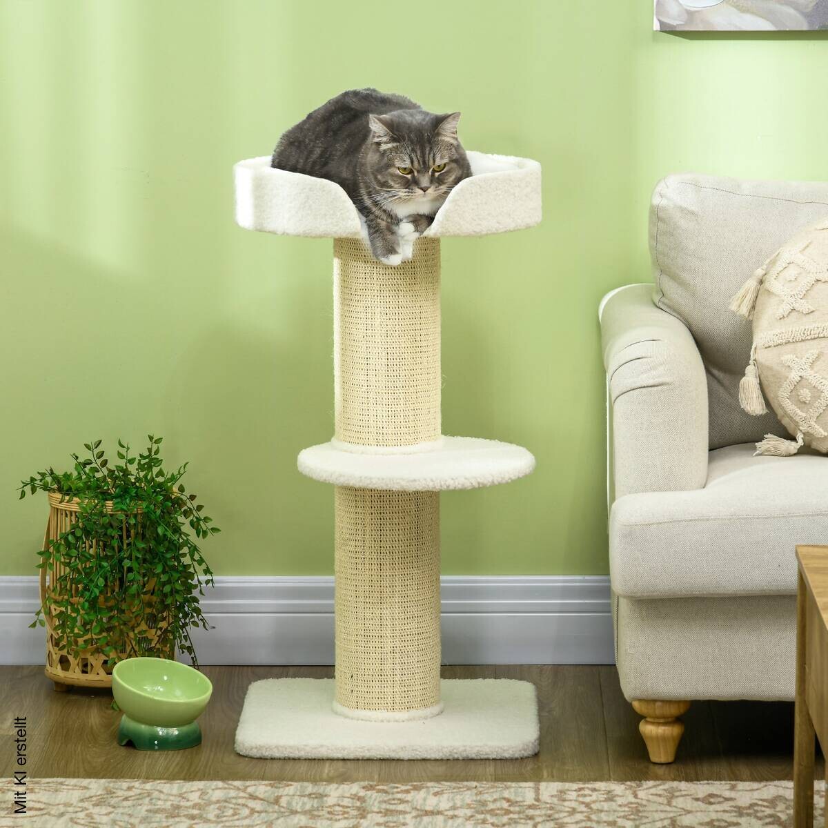 PawHut Kratzbaum cremeweiß Spanplatte B/H/L: ca. 45x91x45 cm