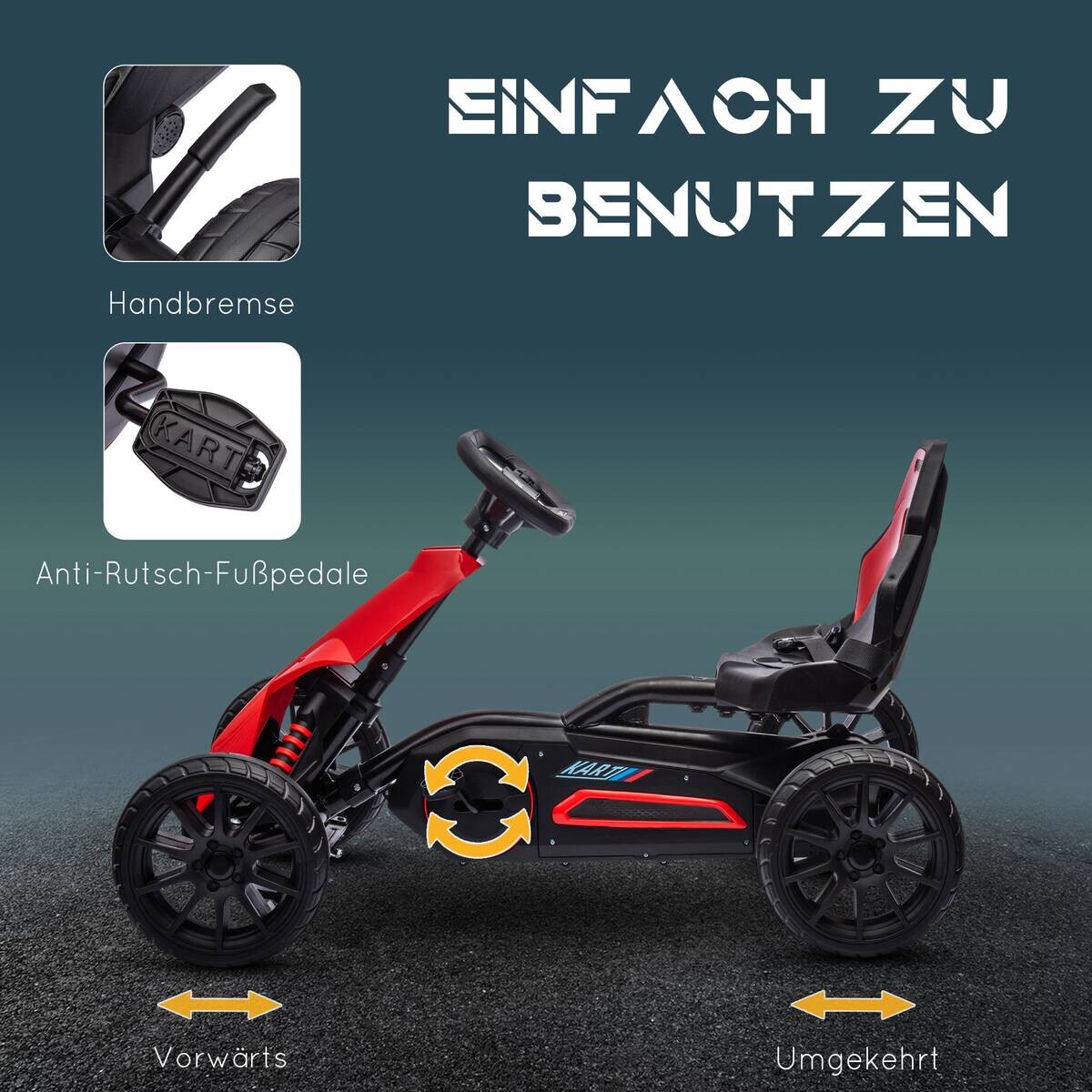 HOMCOM Go Kart rot B/H/L: ca. 58x58,5x100 cm