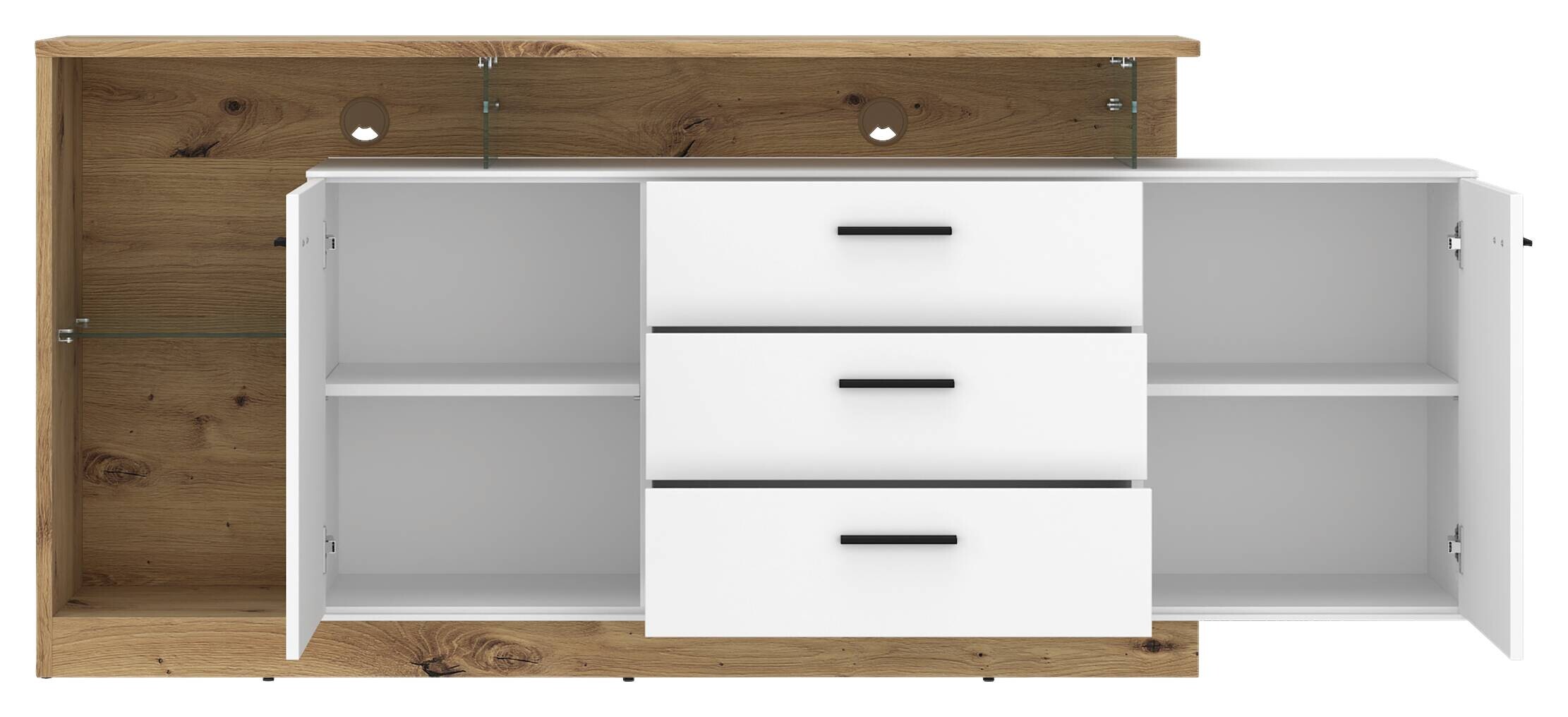Sideboard Covelo Eiche Artisan Oak Nachbildung weiß B/H/T: ca. 192x85x40 cm