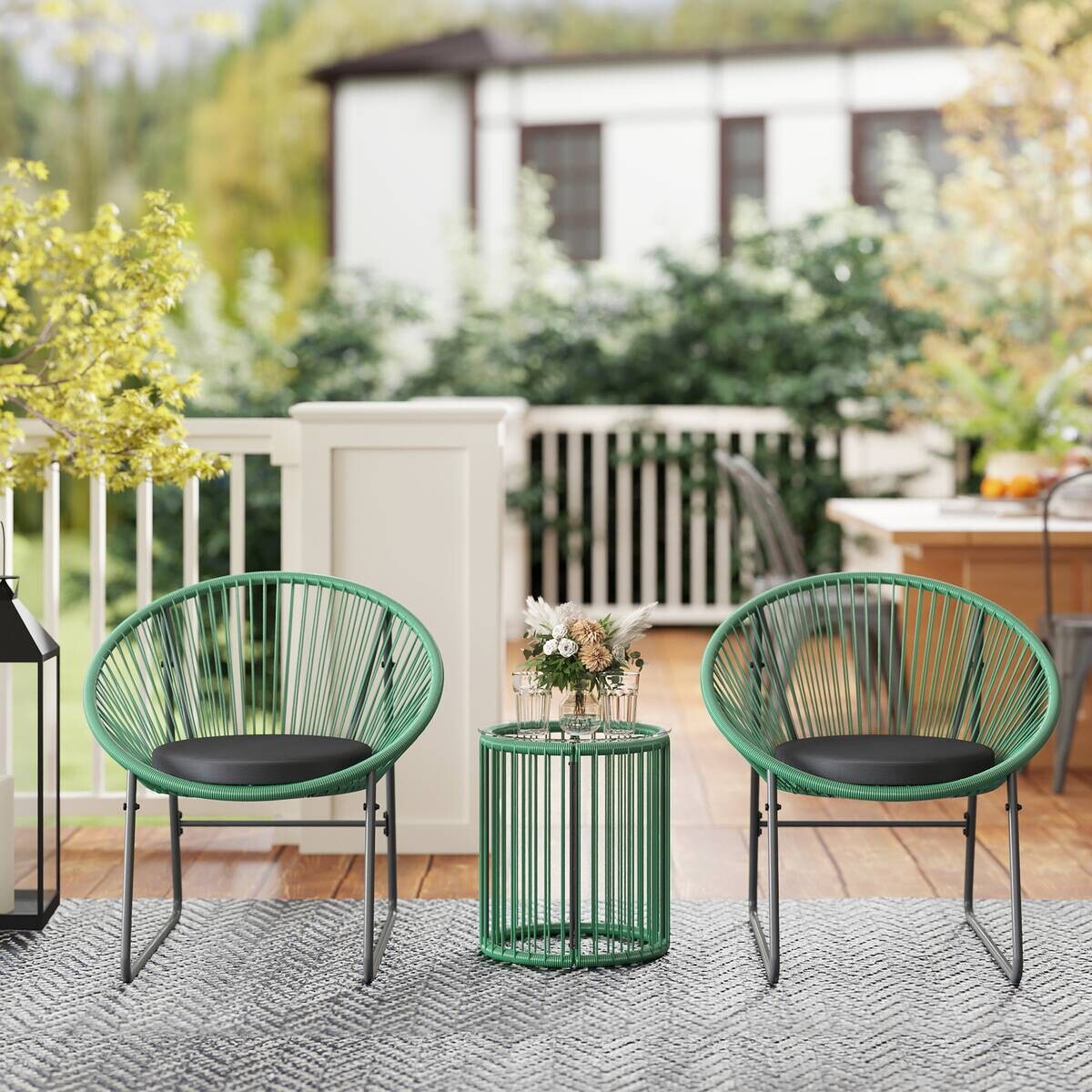 Outsunny Balkonmöbel-Set grün Polyethylen B/H/L: ca. 72x77x73 cm