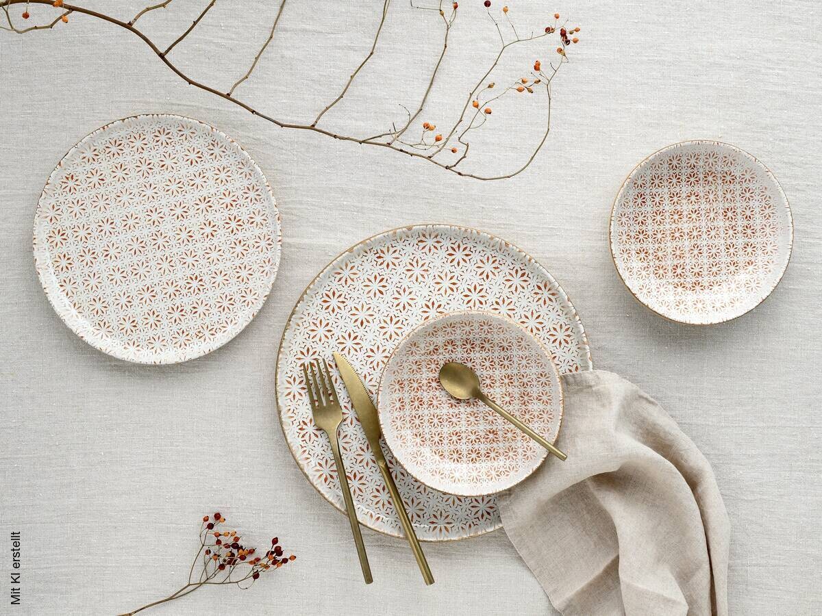CreaTable Tafelservice Uno Emiliana rot Steinzeug 12 tlg.