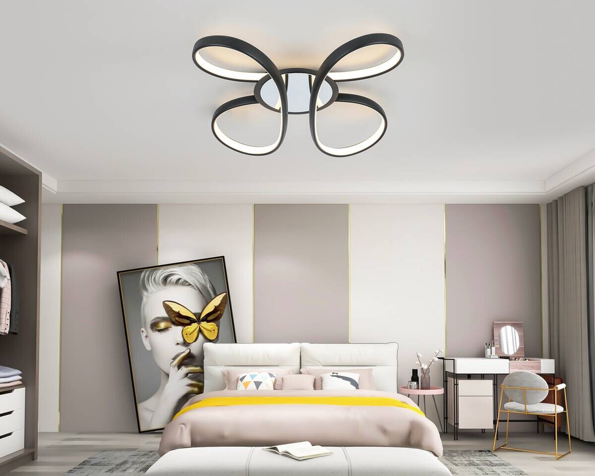 Nolo LED-Deckenleuchte Markus Chrom schwarz Kunststoff Metall B/H/L: ca. 48x12x48 cm 2 Brennstellen