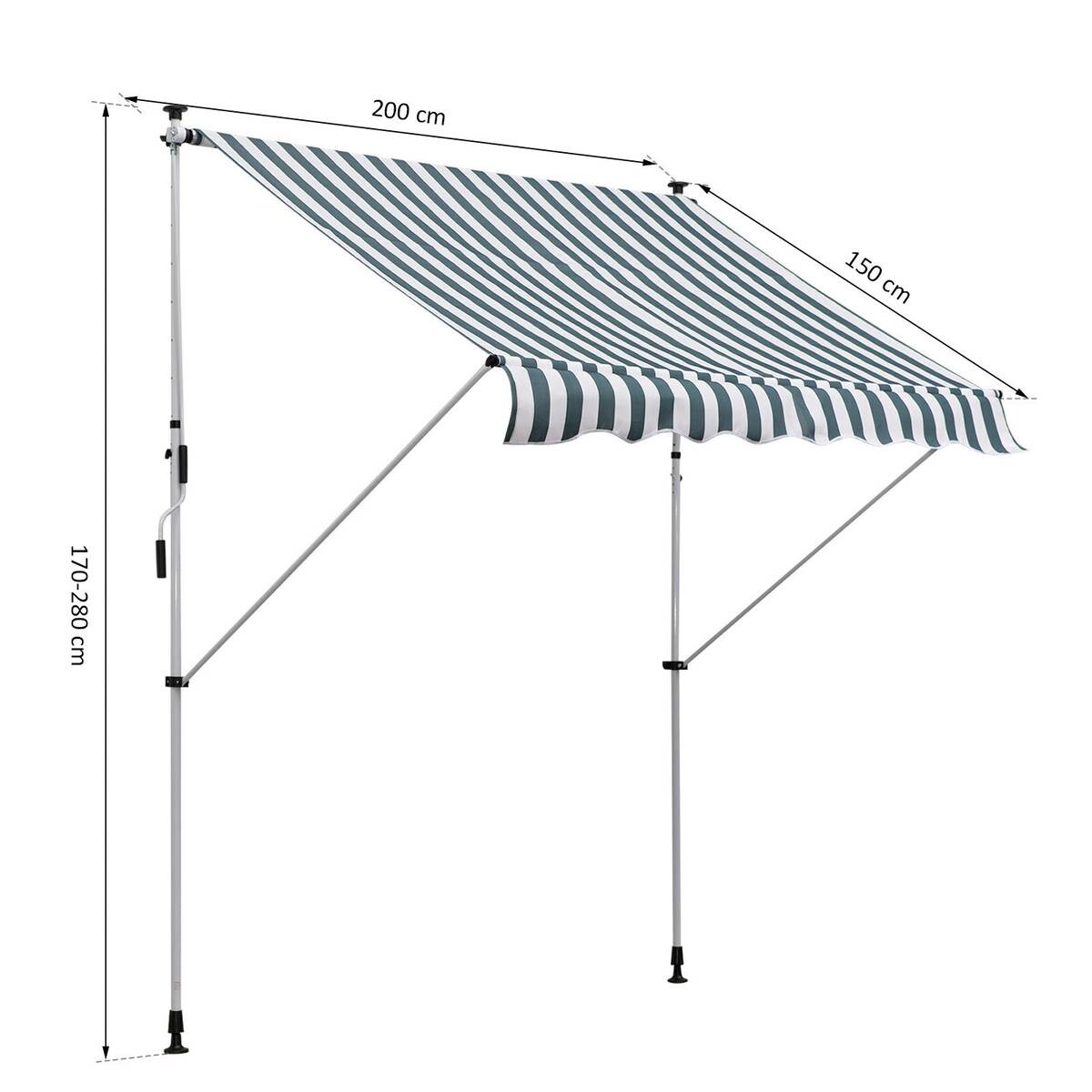 Outsunny Klemm-Markise grün B/H/L: ca. 200x280x150 cm