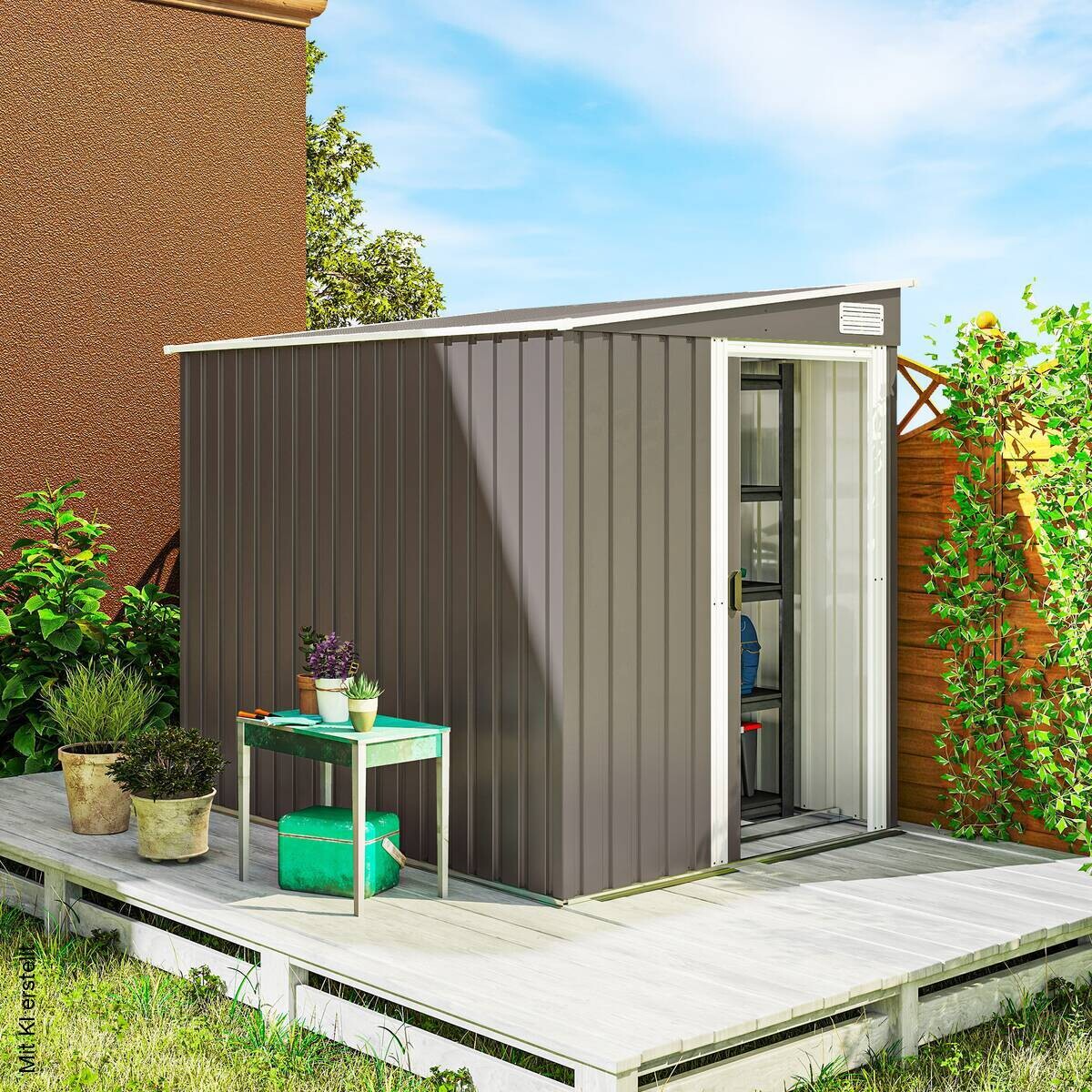 Outsunny Gerätehaus hellgrau B/H/L: ca. 206,5x181x154 cm