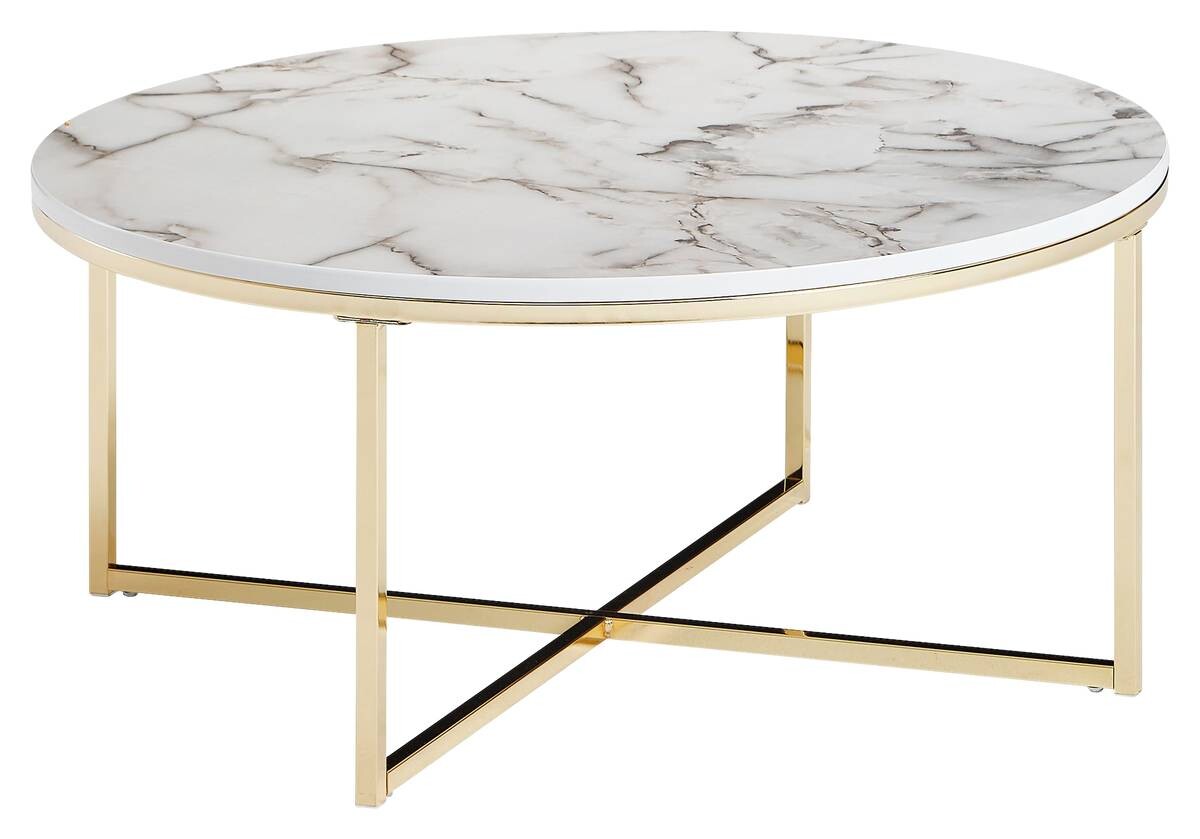 Couchtisch weiß Marmor Optik gold B/H/T: ca. 80x35x80 cm